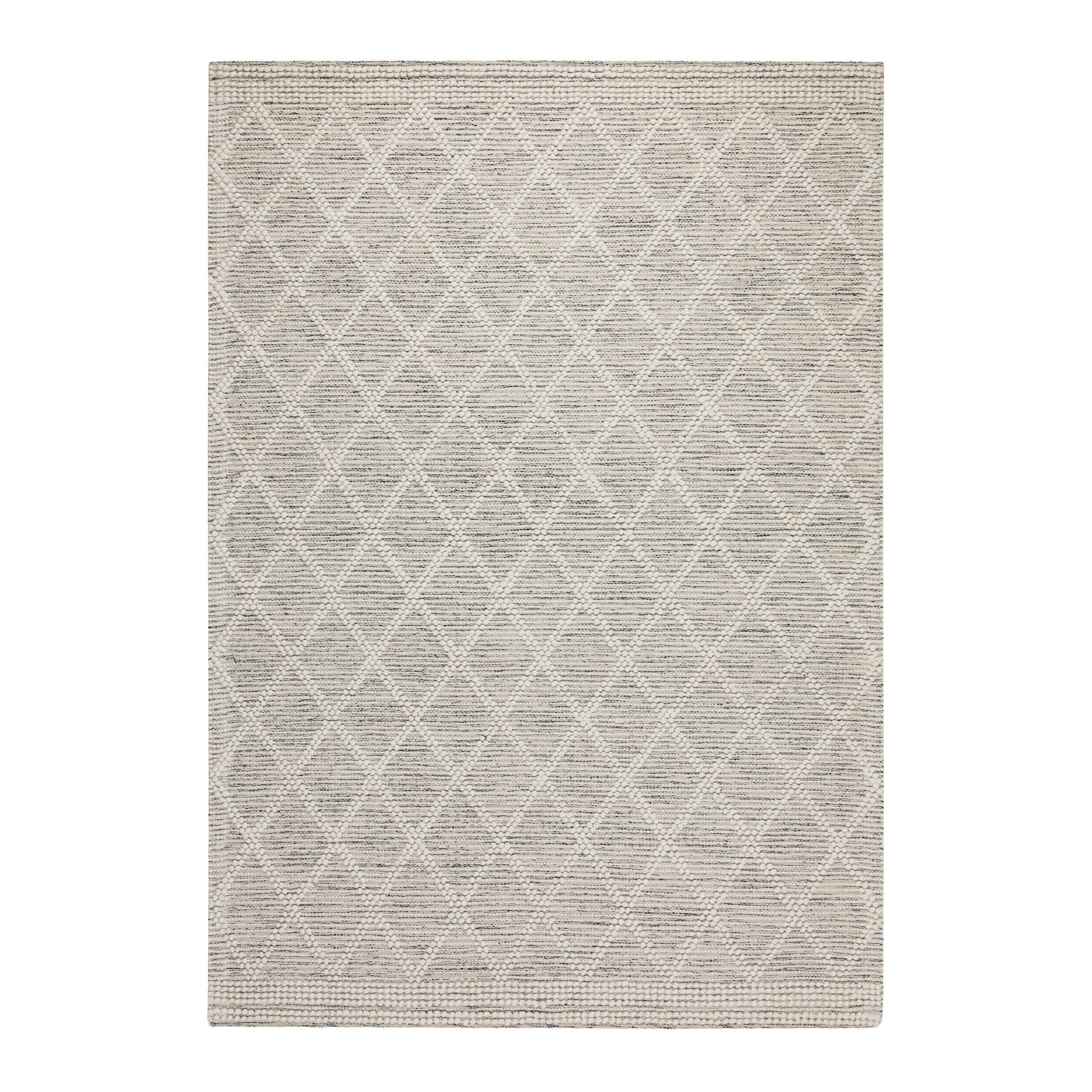 OTTO home Teppich »Jeppe«, rechteckig, 8 mm Höhe, 70% Wolle, handgewebt, Raute, Hoch-Tief, Wohnzimmer, Naturfaser