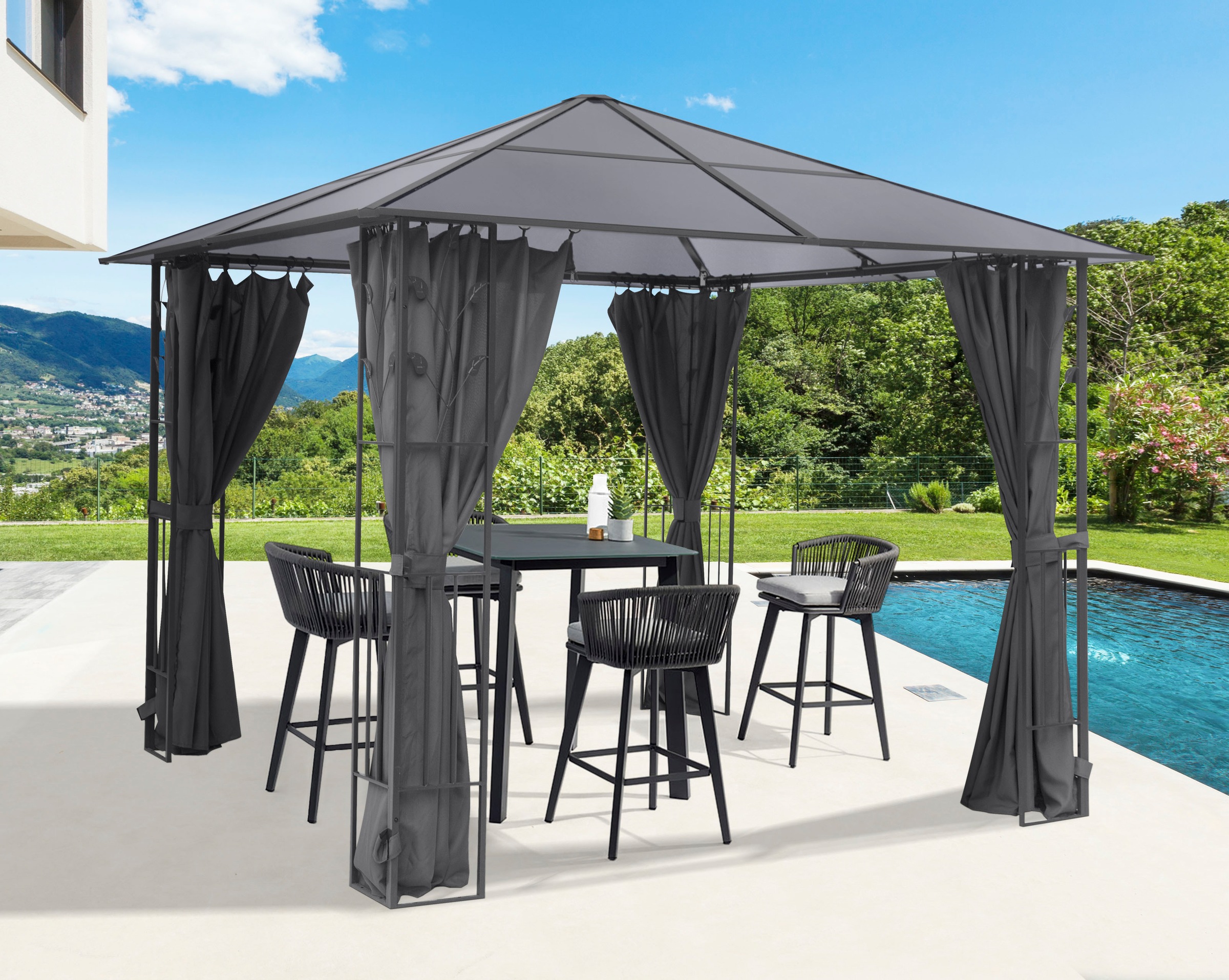 KONIFERA Pavillon »Valencia«, Blätter-Optik, 300x300 cm oder 300x400 cm, Stahlgestell