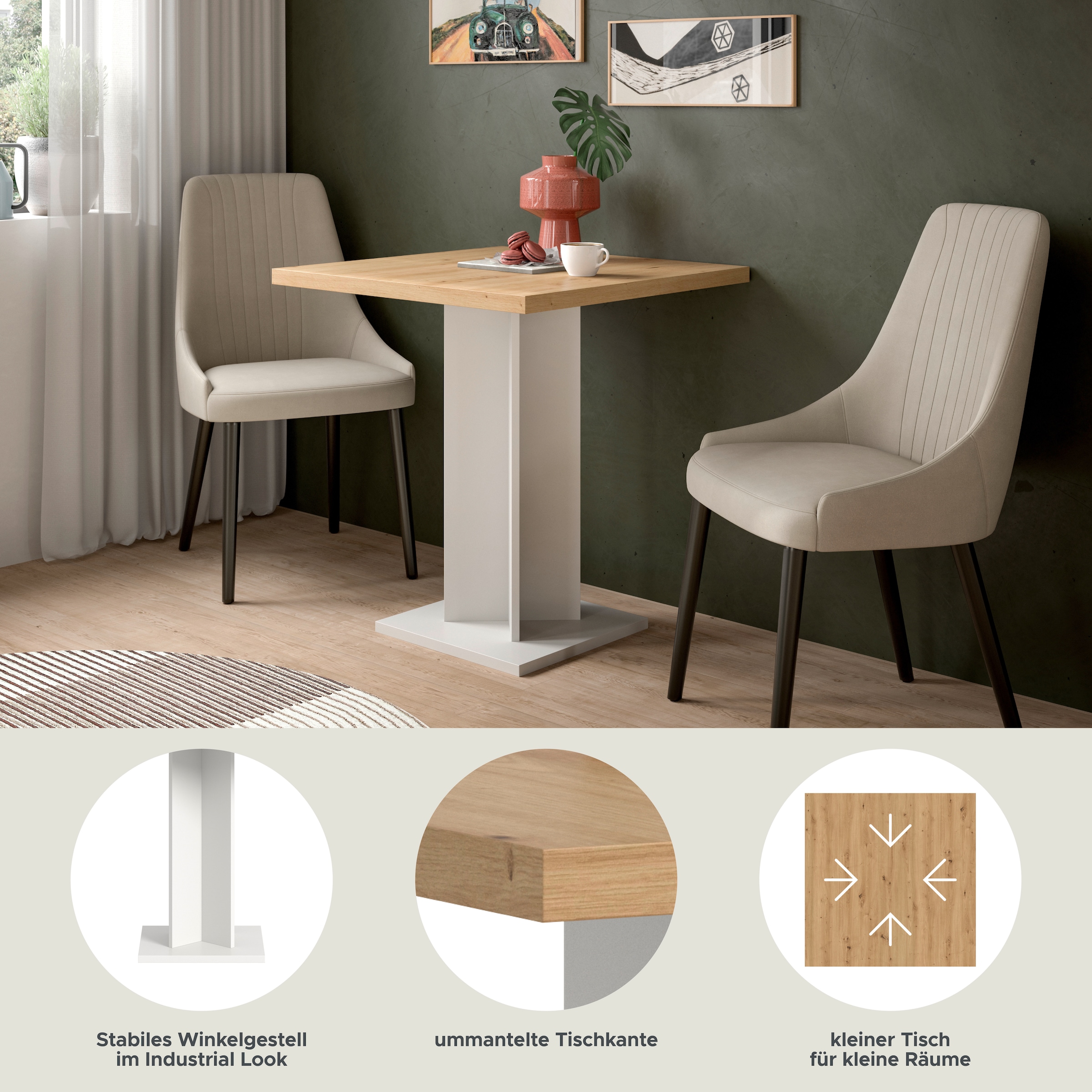 Home affaire Esstisch »GERO, 70x76x70 cm, mit Säulengestell, quadartische Tischplatte« in verschiedenen Ausführungen erhältlich, 1 Stk. tlg. Tisch, Esstisch, Esszimmer, Esszimmertisch, Küchetisch, Bartisch