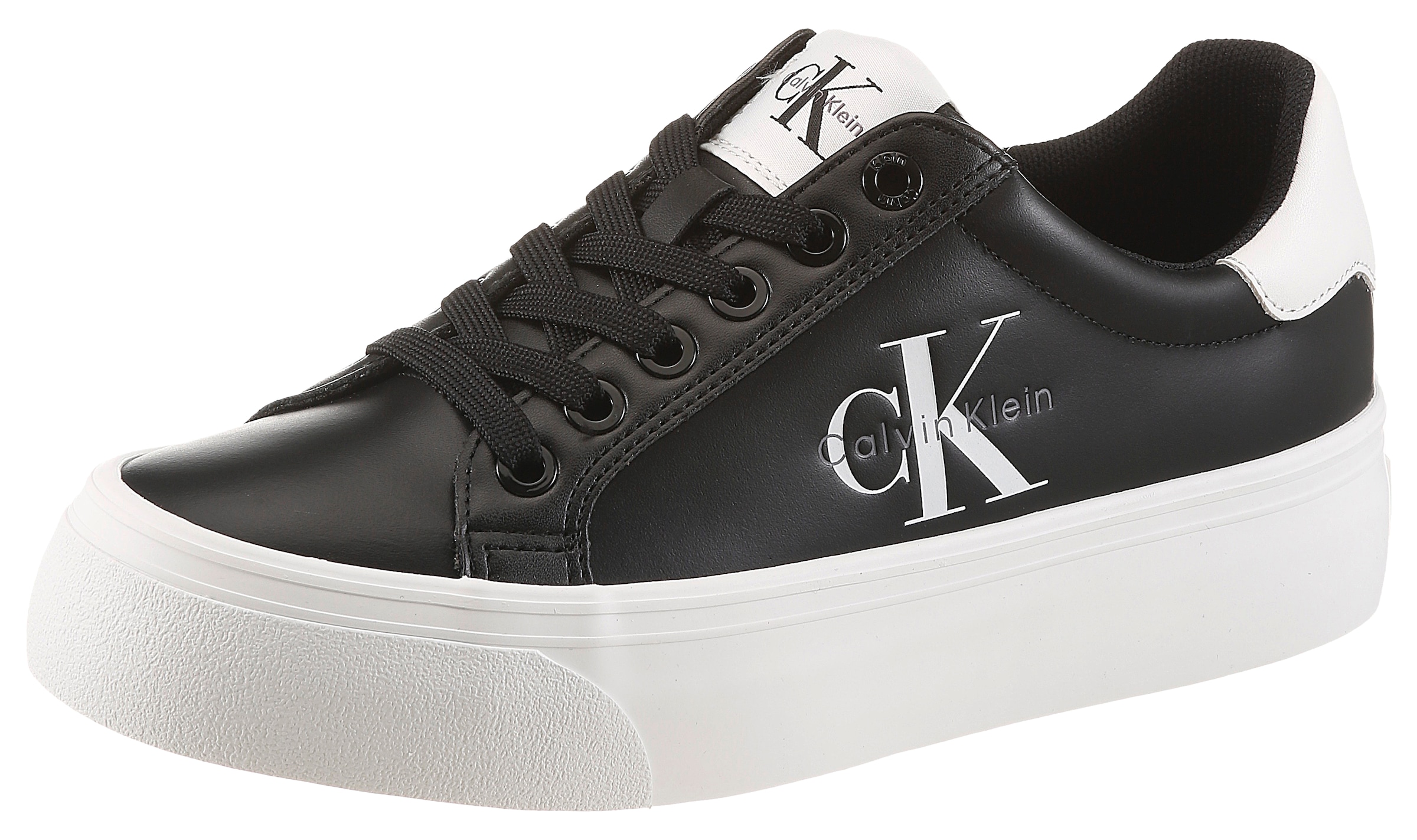 Calvin Klein Plateausneaker »VULC FLATFORM LACEUP LOW LTH«  Schnürschuh, Halbschuh, Freizeitschuh mit seitlichem Logoschriftzug