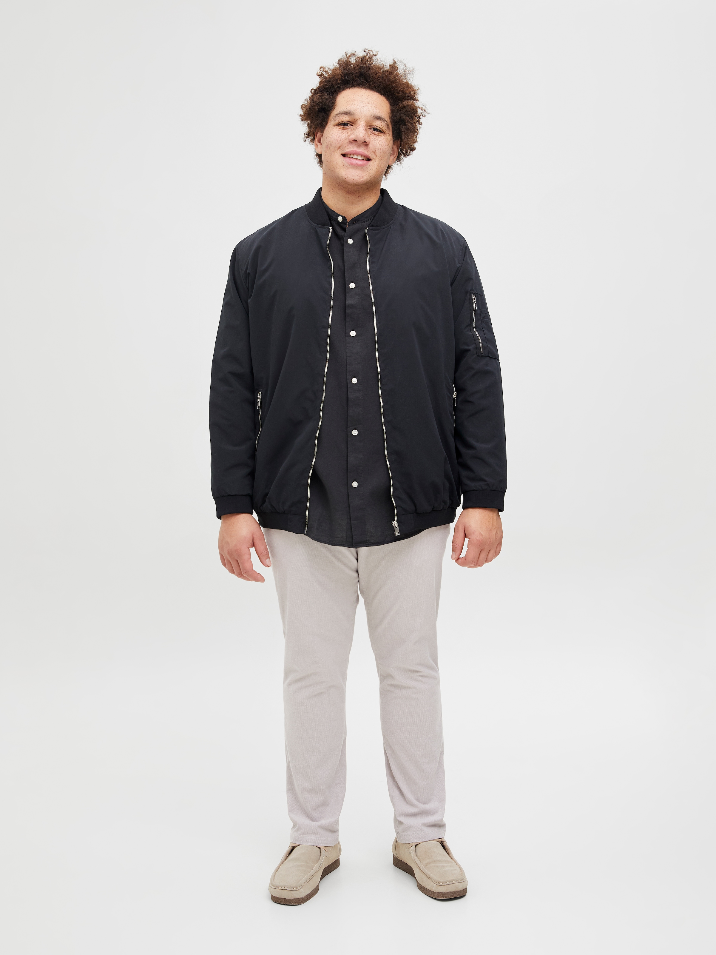 Jack & Jones PlusSize Langarmhemd »JJEBREEZE LINEN BLE BAND SHIRT LS SN PLS«