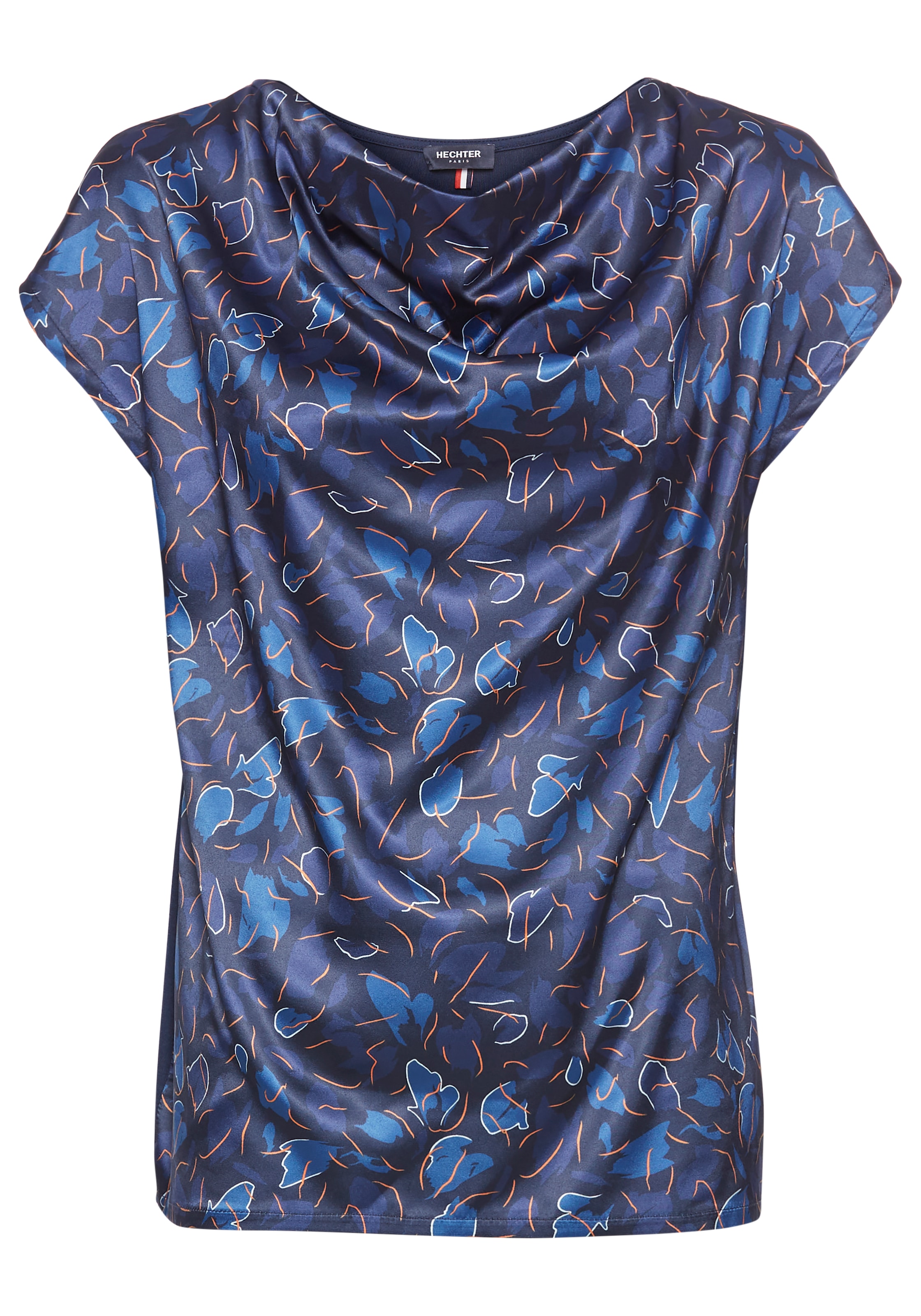 HECHTER PARIS Shirtbluse, mit Wasserfallausschnitt und Satinfront