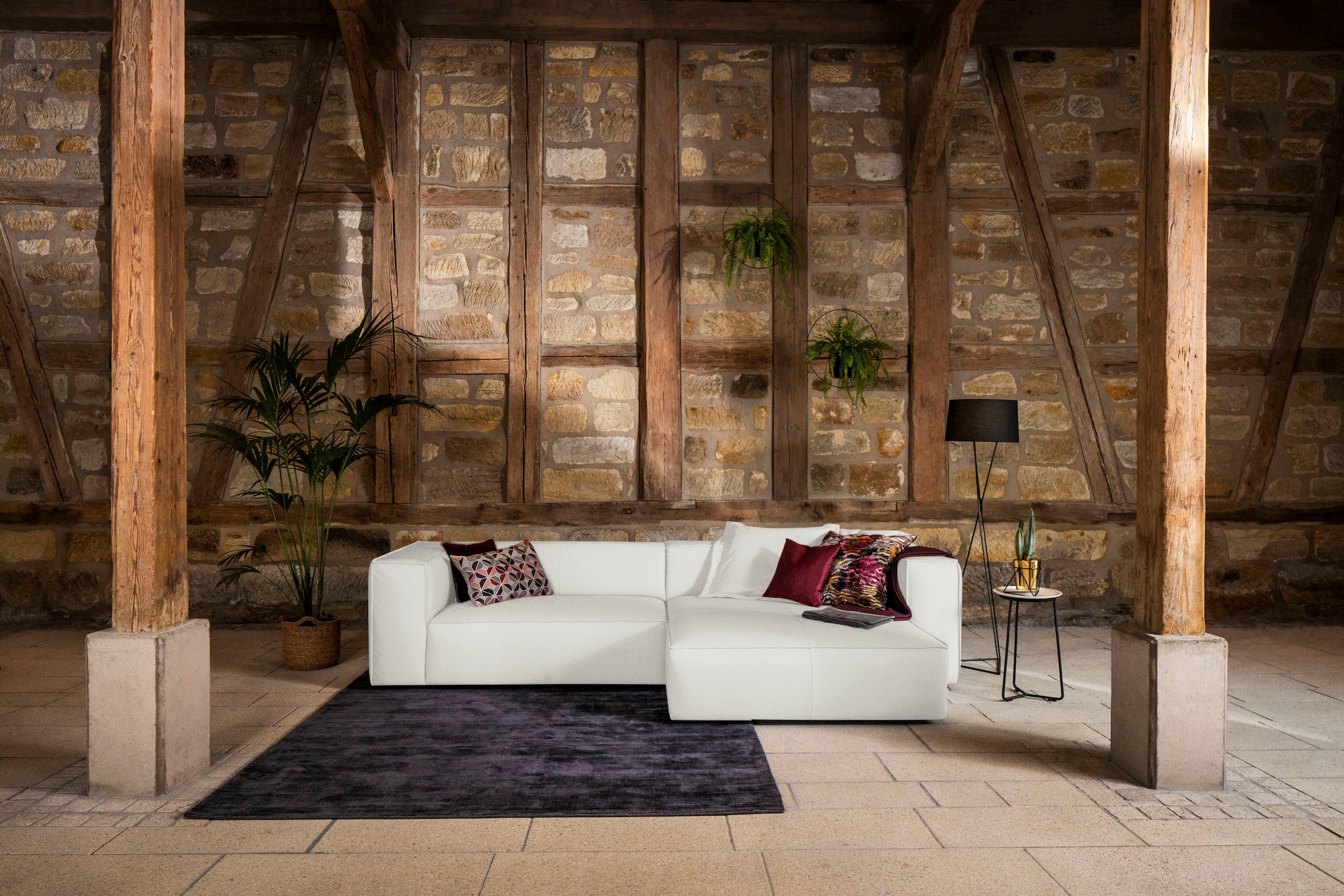 W.SCHILLIG Ecksofa »around-the-block Mega-Sofa & Hocker, viel Platz, Breite 300cm, L-Form« inklusive Hocker, mit eleganter Biese, mit Federkern