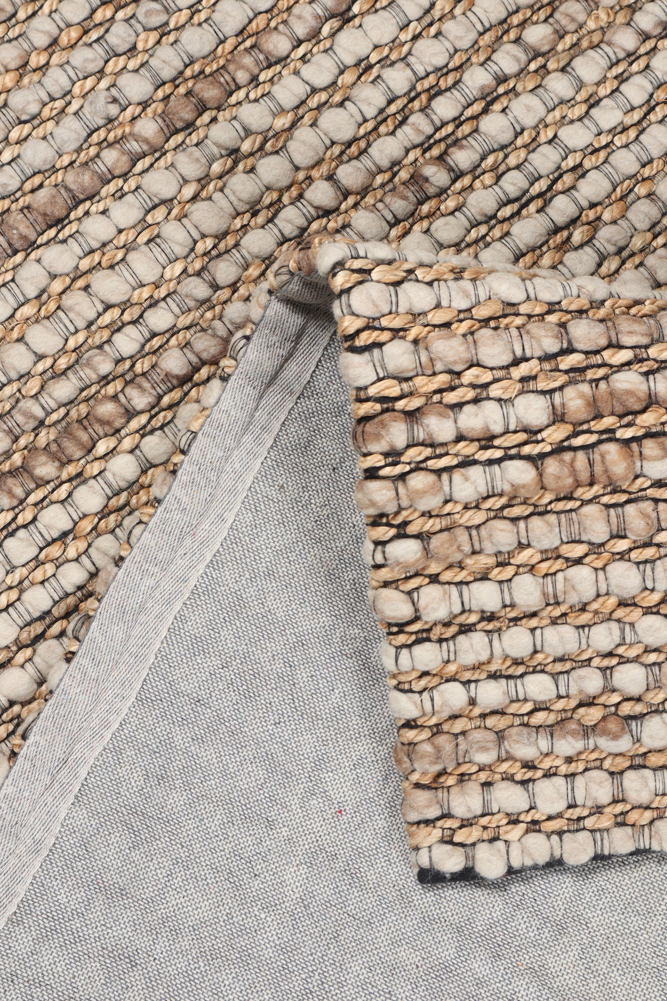 my home Wollteppich »Leevy, Wolle und Jute, handgewebt, Handweb Teppiche«, rechteckig, 25 mm Höhe, schöne Streifenoptik, Wohnzimmer, Schlafzimmer, Esszimmer
