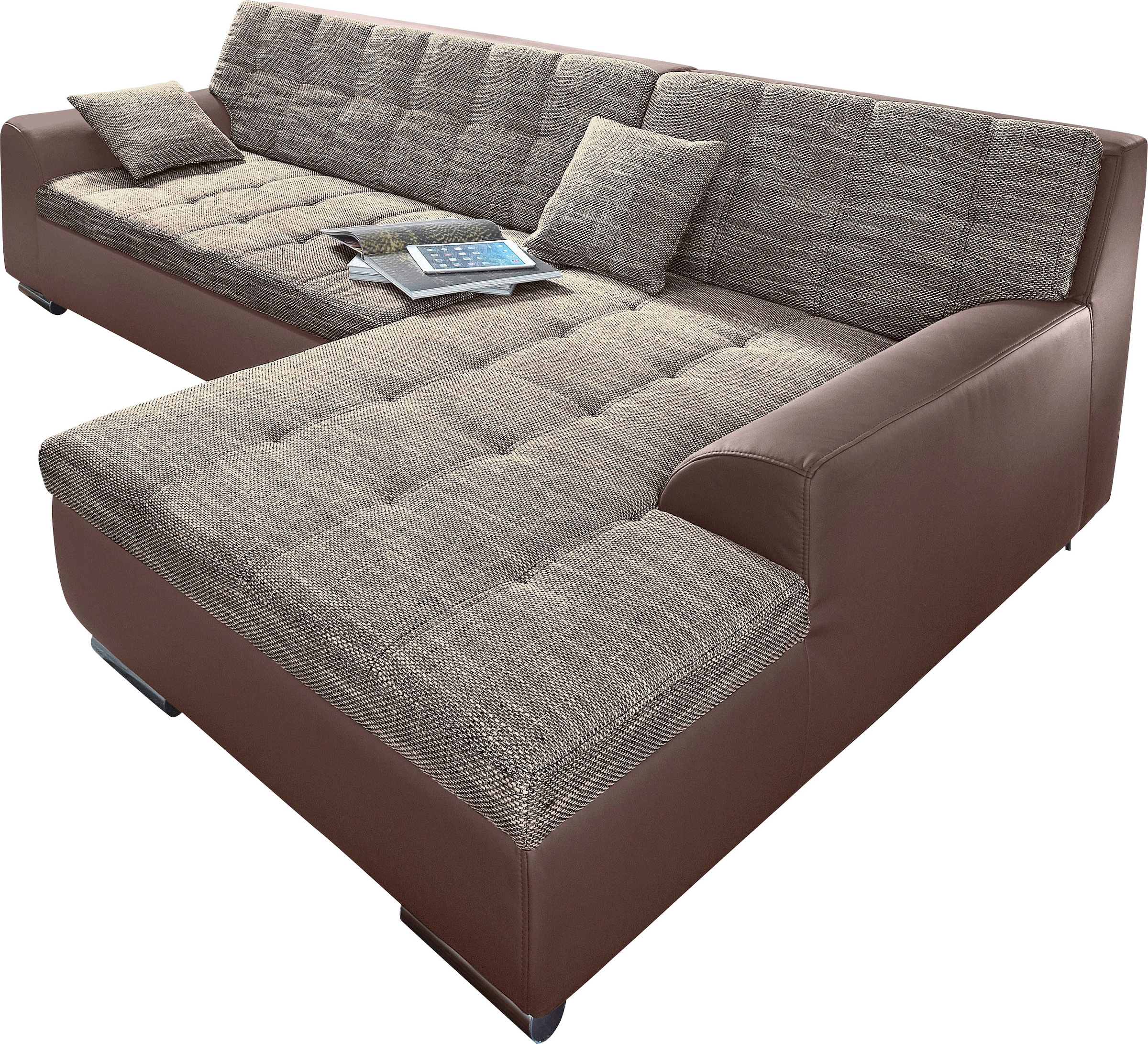 DOMO collection Ecksofa Treviso, wahlweise mit Bettfunktion, incl. Zierkissen