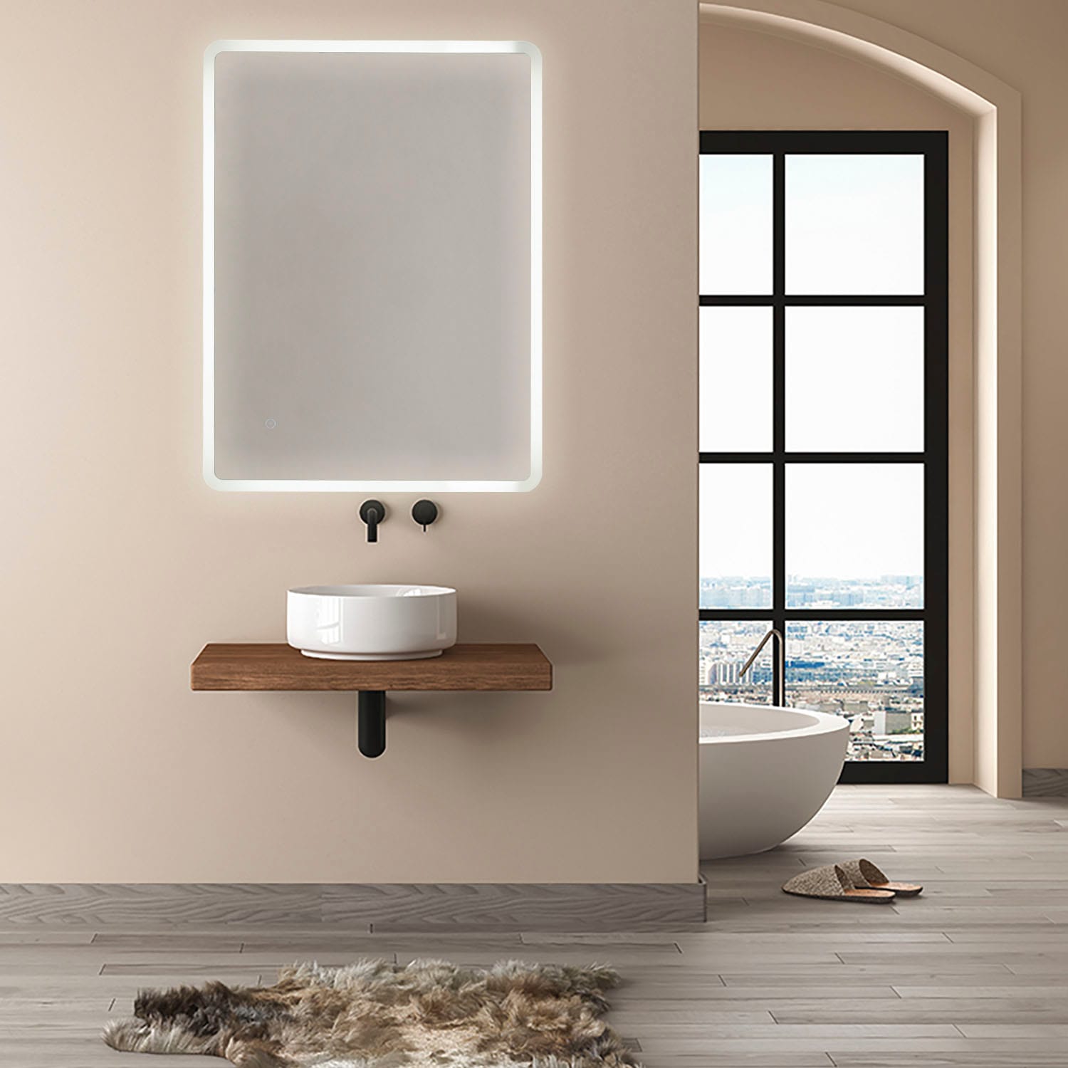 Paco Home Wandleuchte Bad Touch- Jahren online Garantie mit 3 Wandspiegel IP44 Schalter Spiegel Backlight Rund LED kaufen | XXL 50cm »DAISY«