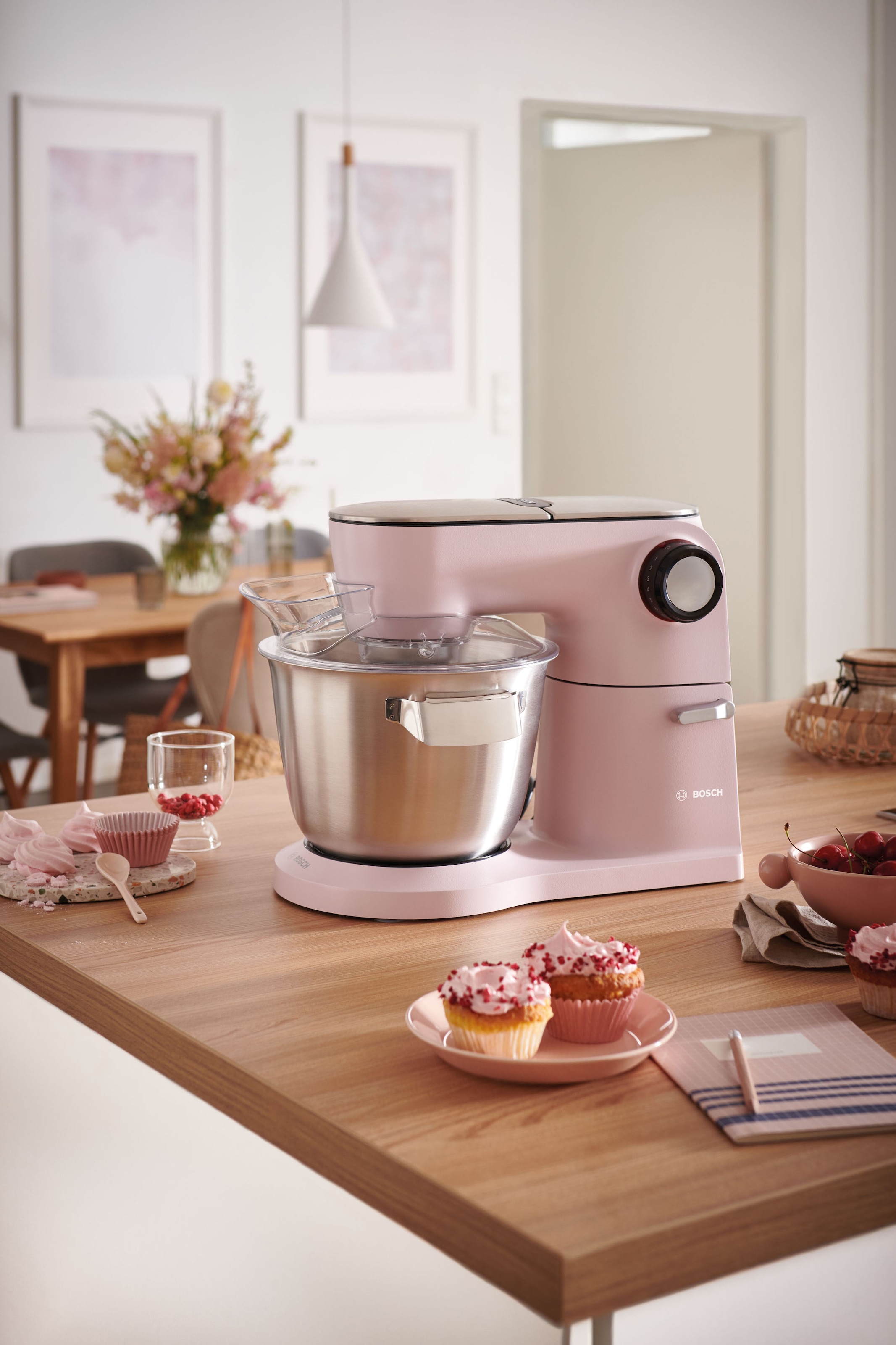 BOSCH Küchenmaschine pastelrosé Profi-Patisserie-Set, Jahren mit 3 Planetenrührwerk, Garantie XXL »MUM9A66N00 OptiMUM«