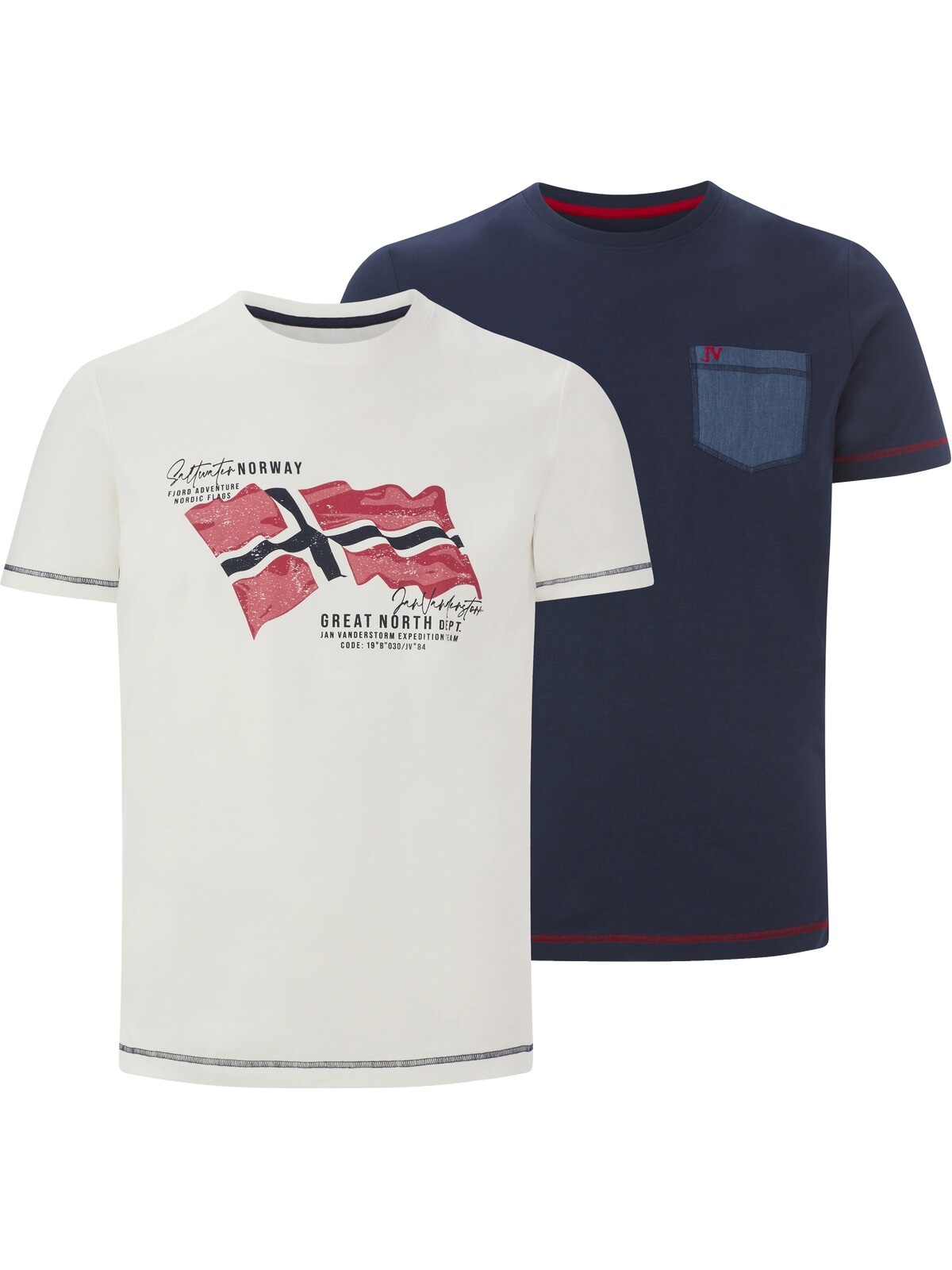Jan Vanderstorm T-Shirt »Doppelpack T-Shirt BALDEN«, (2 tlg.), mit Brusttasche