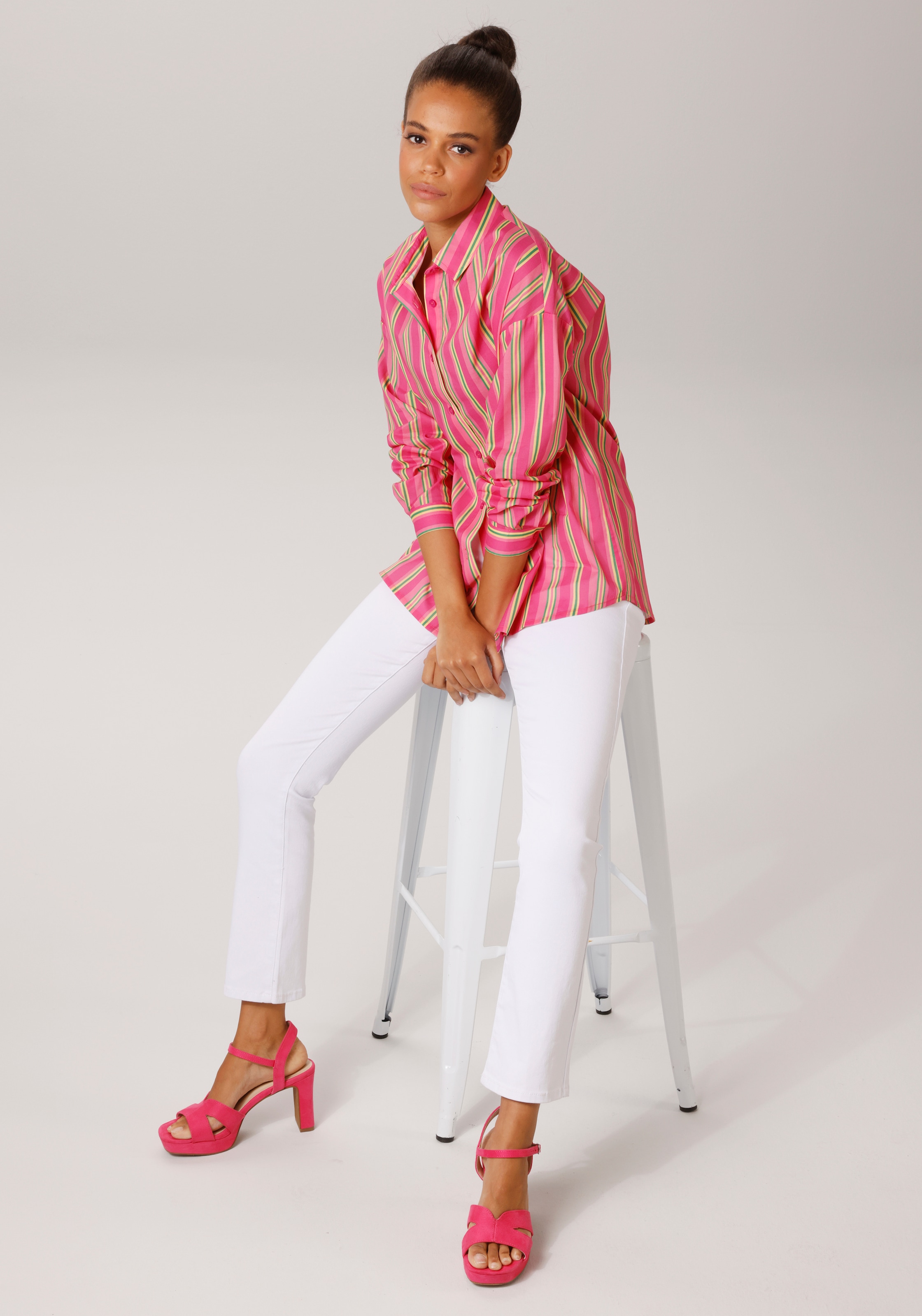 Aniston CASUAL Hemdbluse im knallfarbenem Streifen-Dessin - NEUE KOLLEKTION