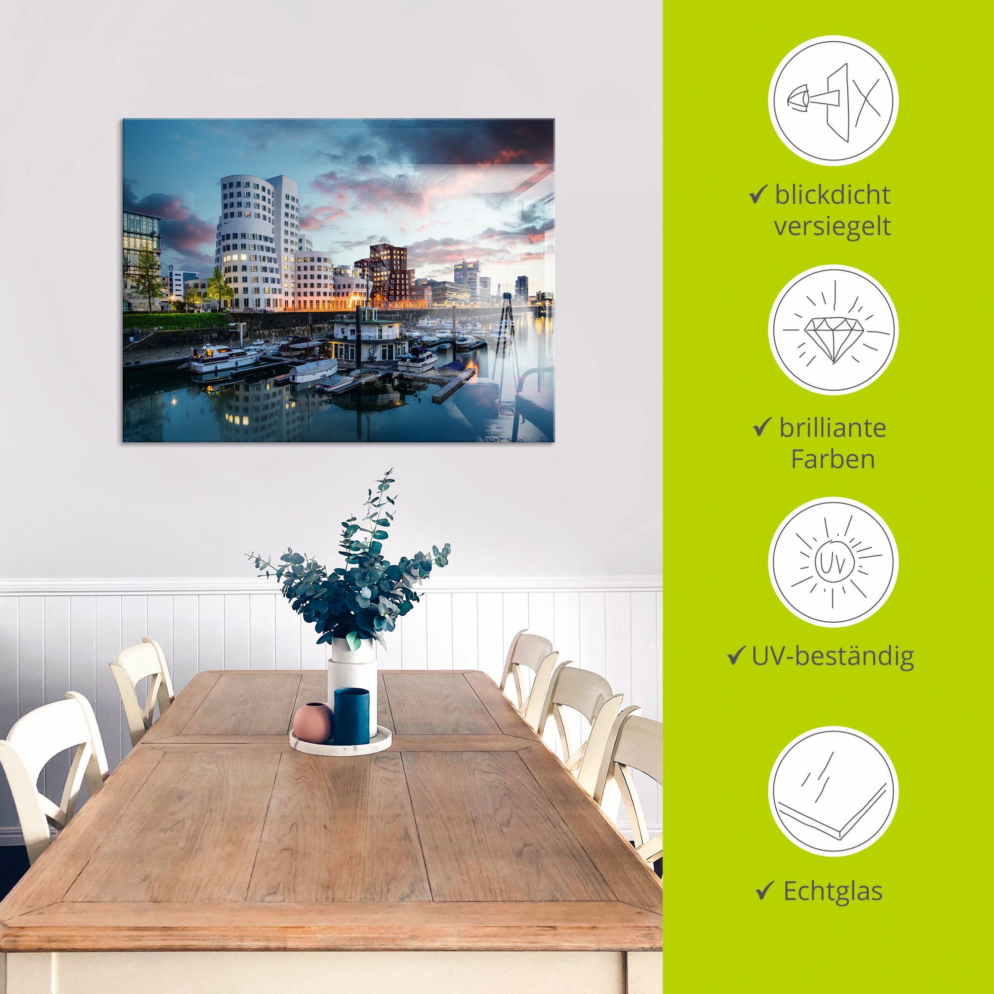 Artland Glasbild »Düsseldorf Medienhafen« Deutschland 1 Stk. tlg. in verschiedenen Größen