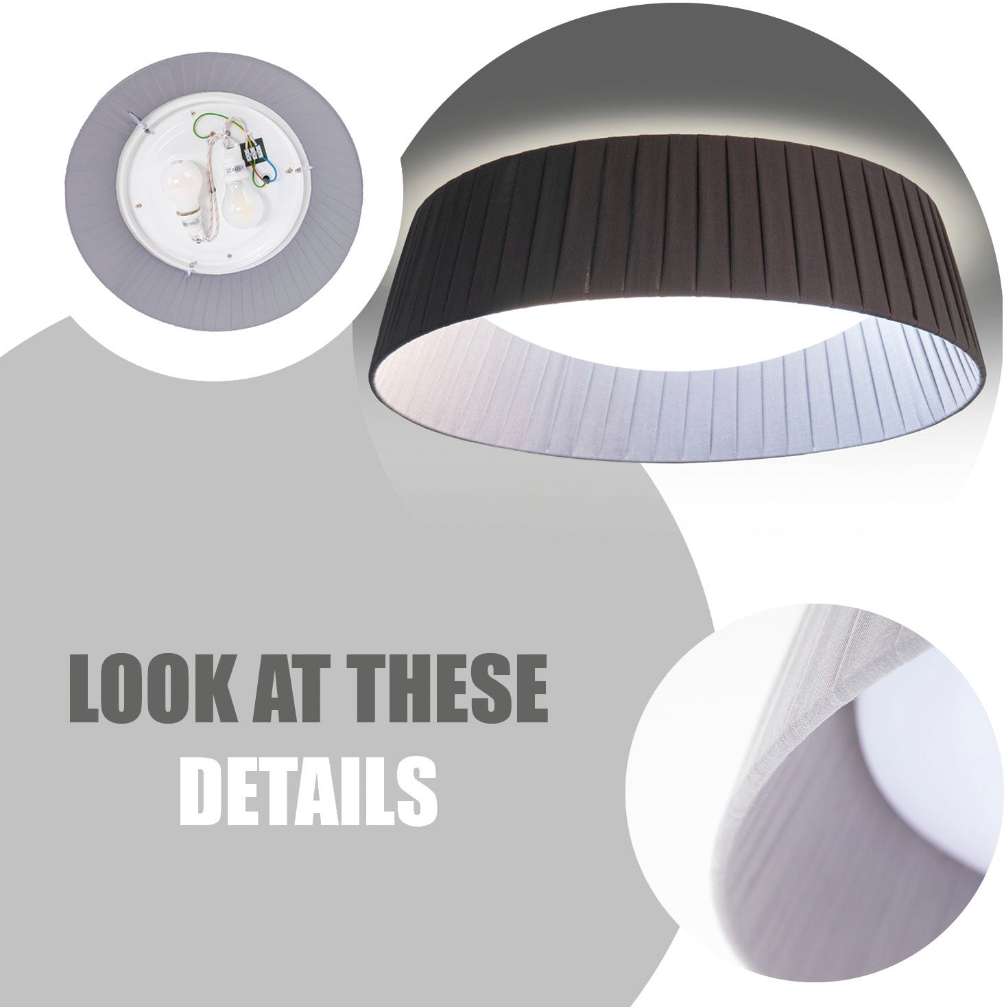 Paco Home Deckenleuchte »TARTE« E27 Rund Büroleuchte 2 x E27 Textilschirm Modern Geschlossen Unifarben