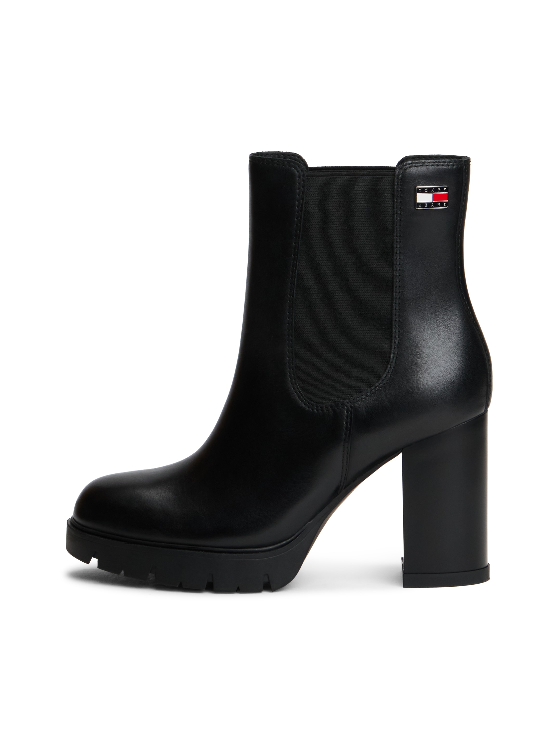 Tommy Jeans »TJW CHELSEA HIGH HEEL BOOTS«  Ankle Boots, Plateaustiefeletten mit Stretcheinsatz und Logoflagge