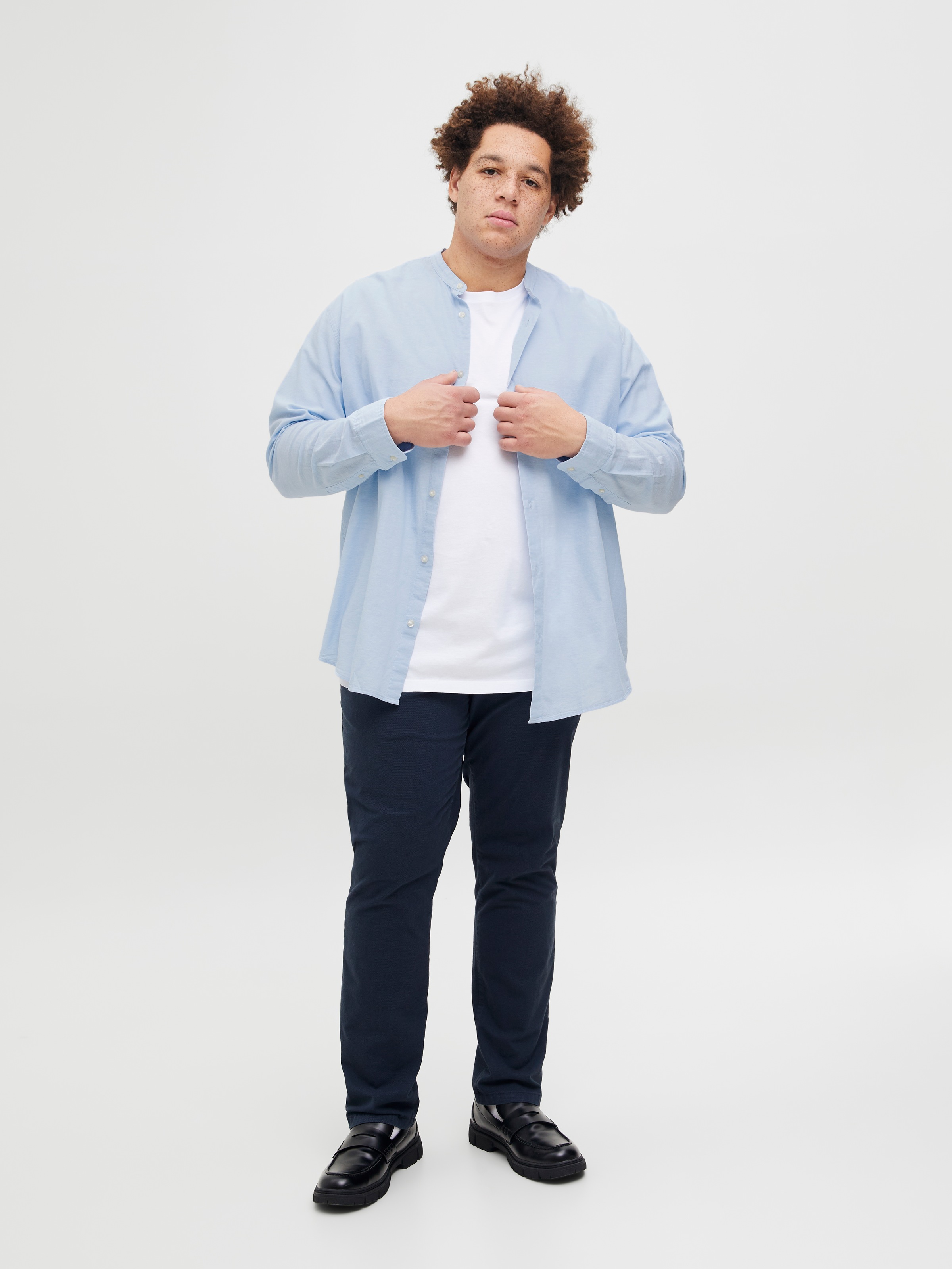 Jack & Jones PlusSize Langarmhemd »JJEBREEZE LINEN BLE BAND SHIRT LS SN PLS«