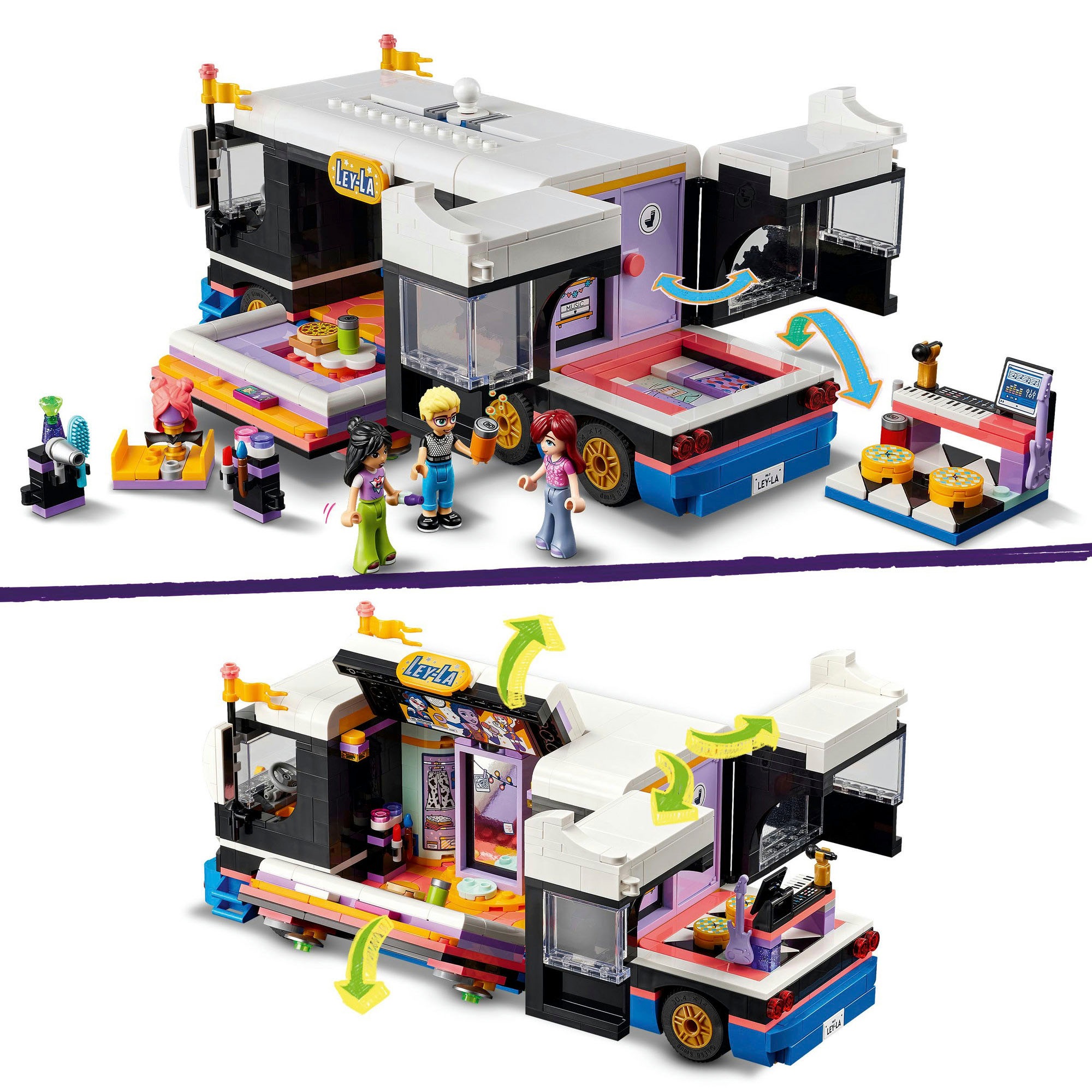 LEGO® Konstruktionsspielsteine »Popstar-Tourbus (42619), LEGO Friends«, (845 St.), Made in Europe