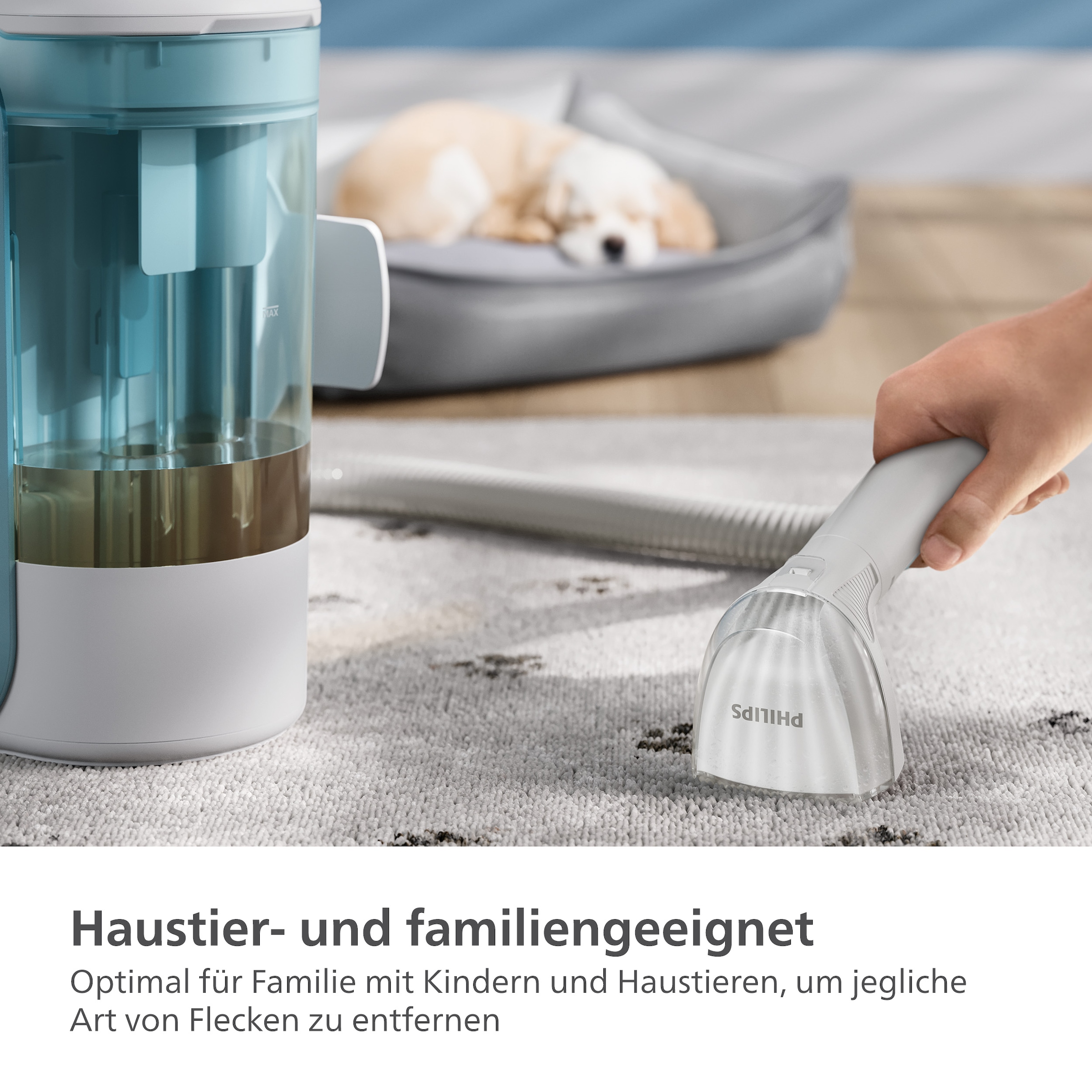 Philips Flüssigreiniger »XV1732/01, Reinigungsmittel für Philips Fleckenreiniger XW3192/XW3193«, haustier- und familienfreundlich, 25 Reinigungsvorgänge in 1 Flasche