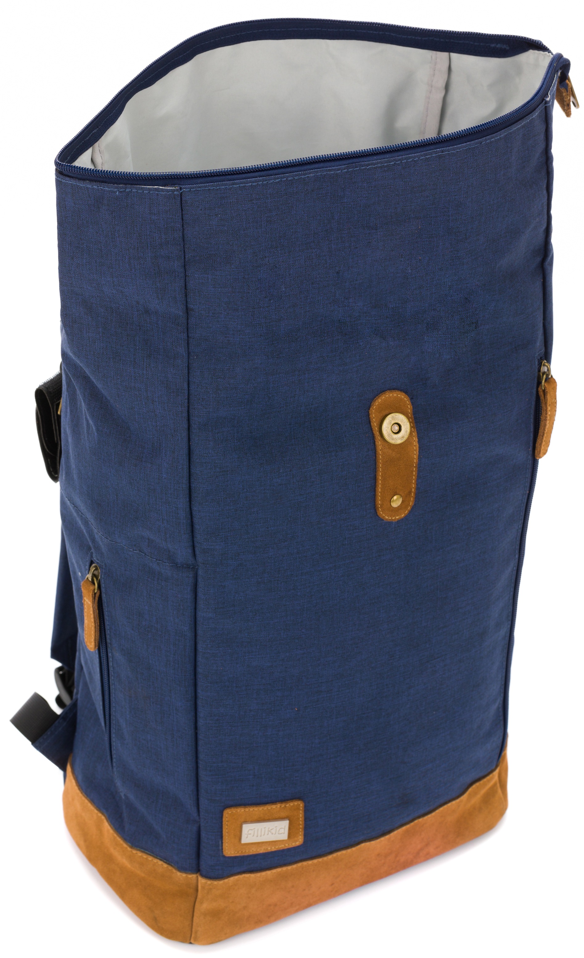 Fillikid Wickelrucksack »Rolltop Berlin, navy melange«, Reflektoren, inkl. Wickeltunterlage