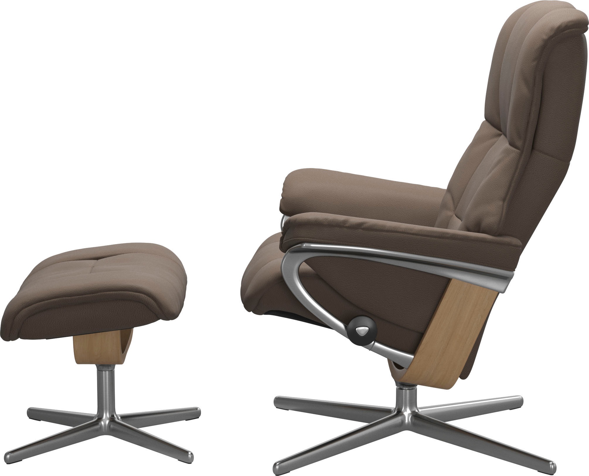 Stressless® Relaxsessel »Mayfair«, (Set, Relaxsessel mit Hocker), mit Hocker, mit Cross Base, Größe S, M & L, Holzakzent Eiche