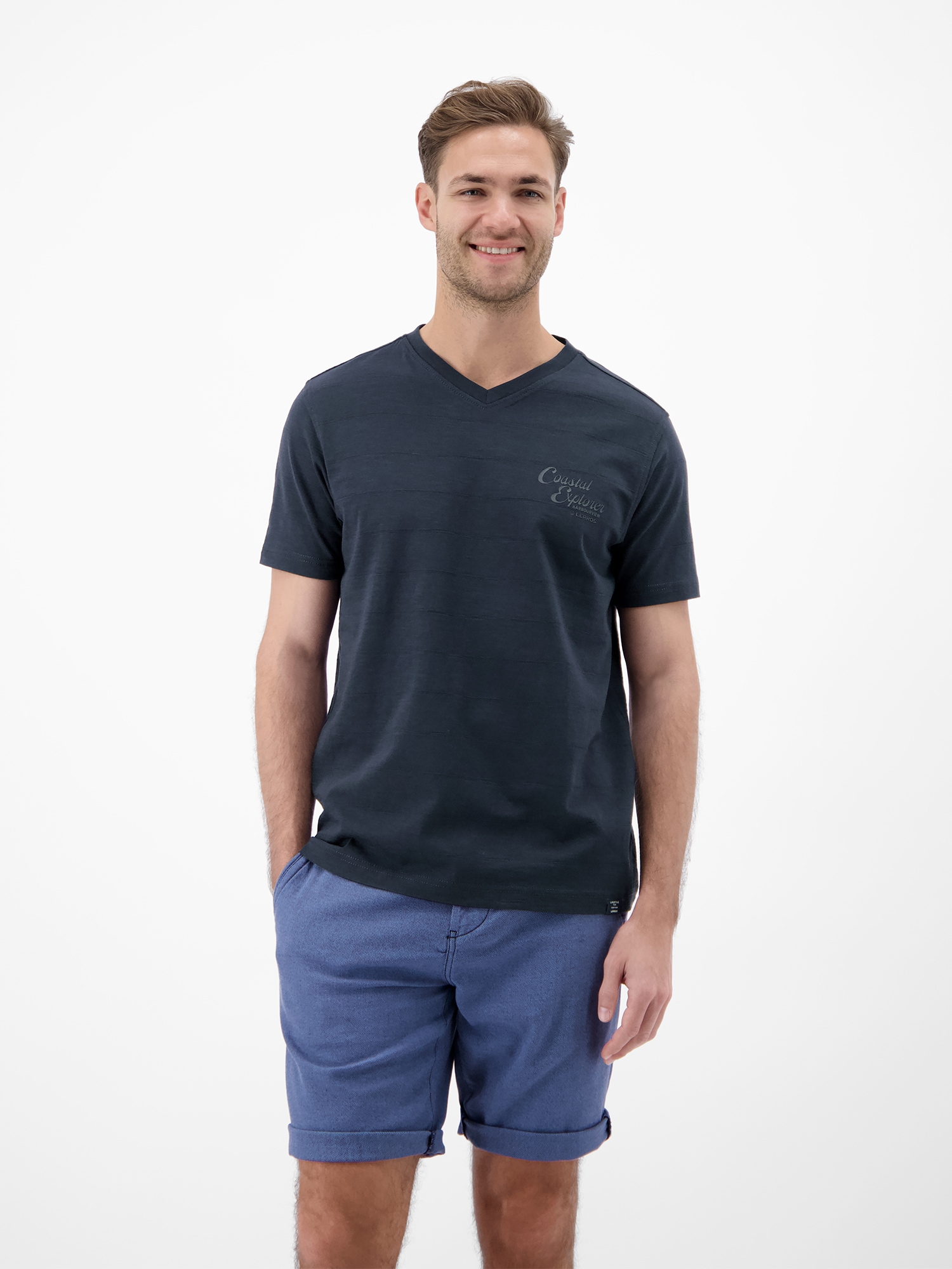 LERROS T-Shirt »T-Shirt mit V-Neck in Strickqualität«