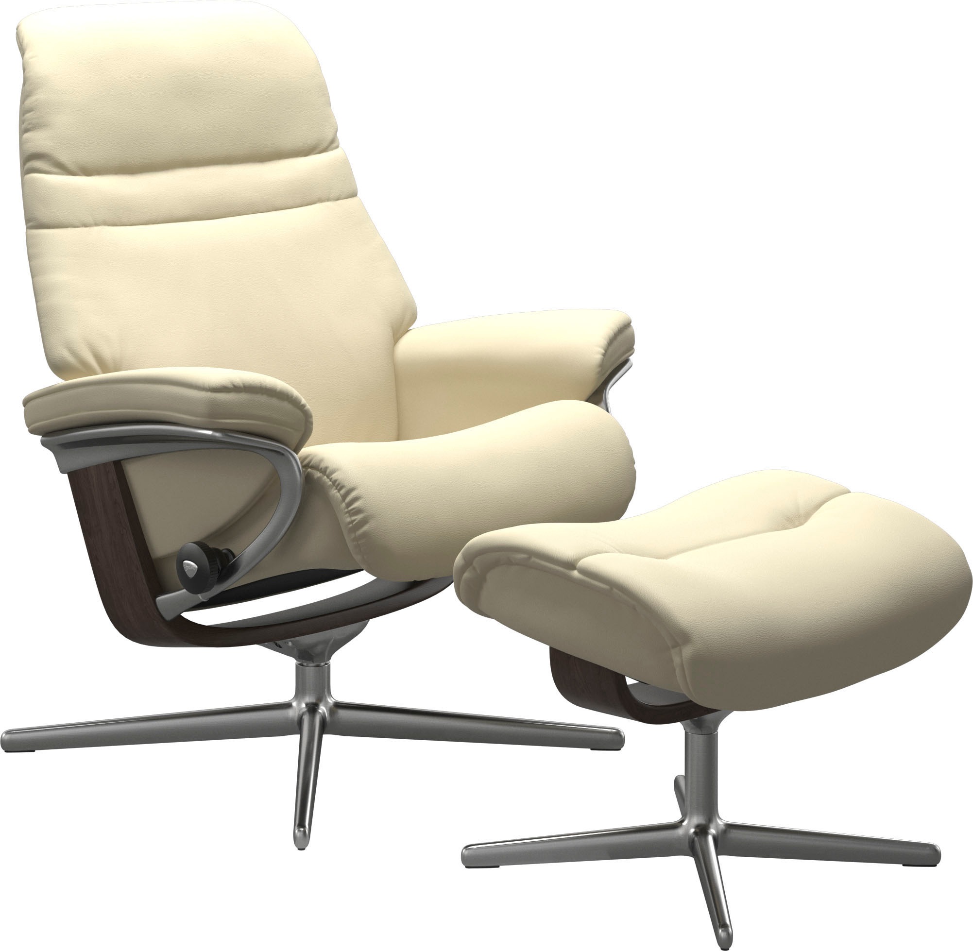 Stressless® Relaxsessel »Sunrise«, (Set, Relaxsessel mit Hocker), mit Hocker, mit Cross Base, Größe S, M & L, Holzakzent Wenge