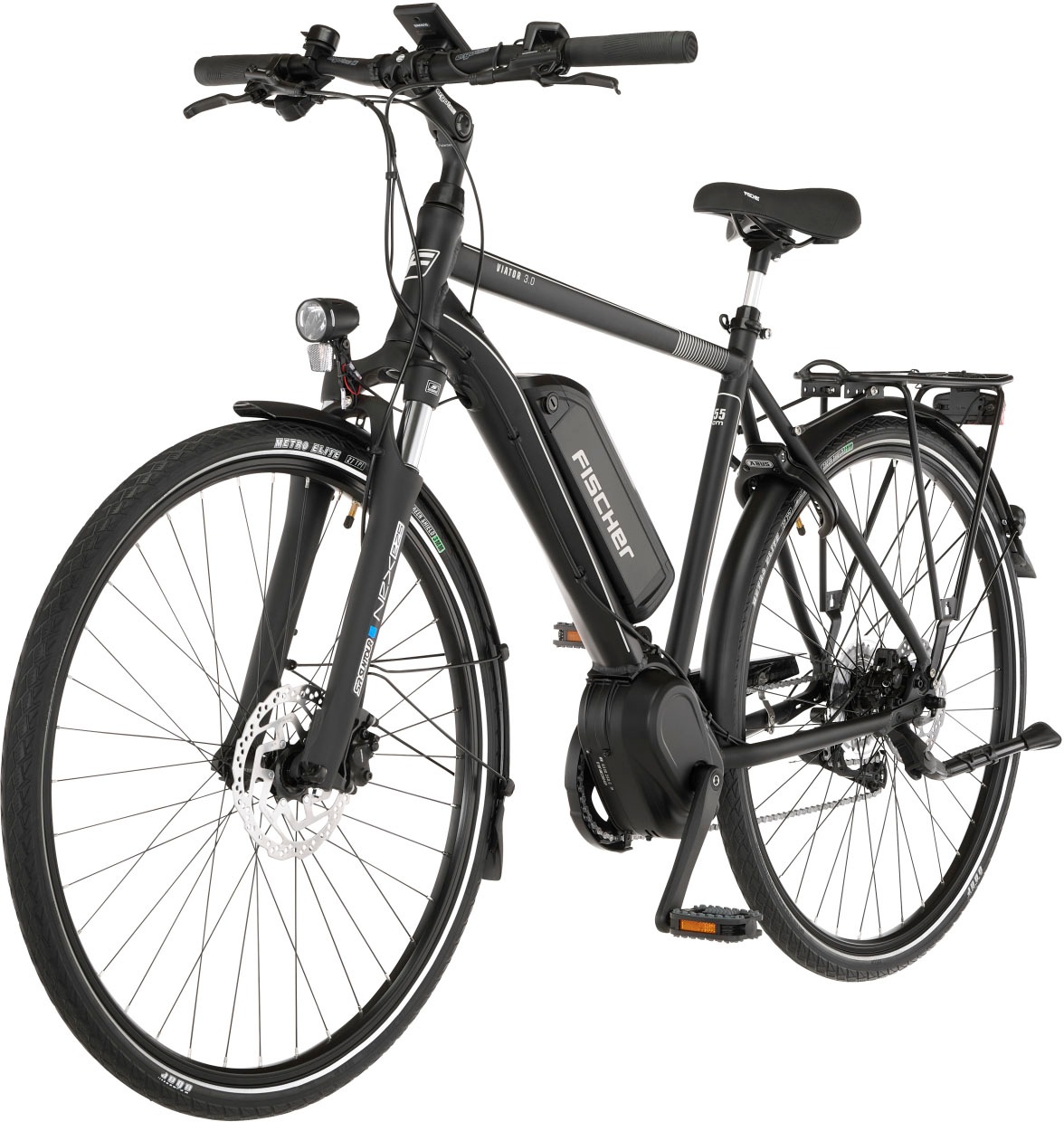 FISCHER Fahrrad E-Bike »VIATOR 3.0 Herren 55«, 8 Gang, Shimano, Acera, Mittelmotor 250 W, (mit Faltschloss), Pedelec, Elektrofahrrad für Damen u. Herren, Trekkingrad