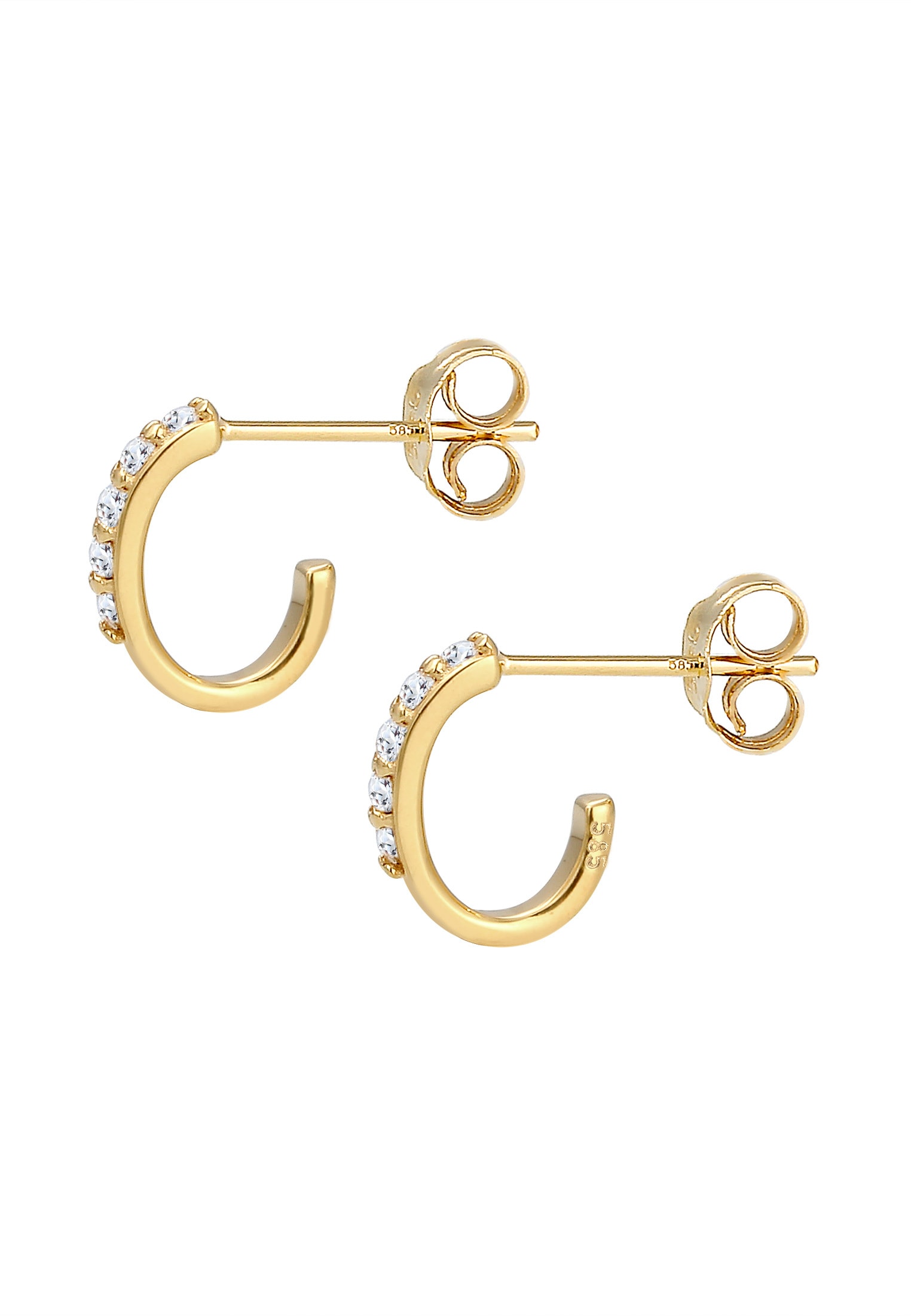 Elli Premium Paar Creolen »Ohrringe Creole Geo Topas Edelstein Klassisch 585 Gelbgold«