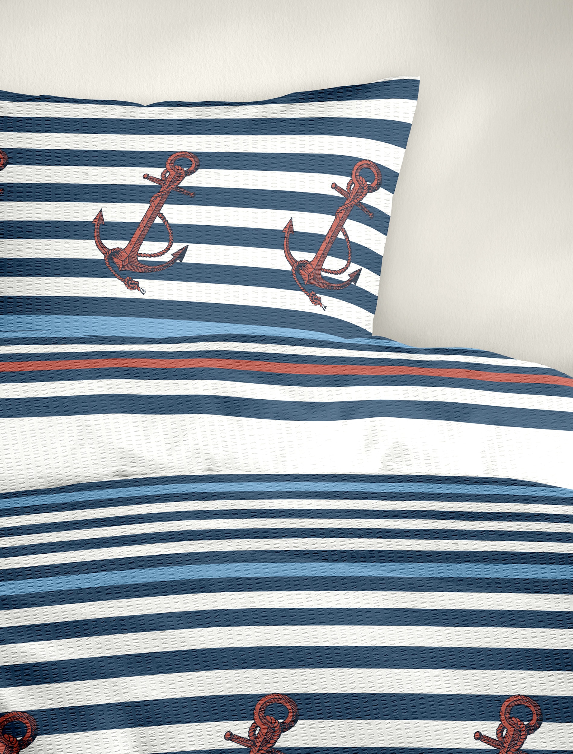 BIERBAUM Bettwäsche »Bettwäsche 3704« 2 Seersucker, 100  % Baumwolle, pflegeleicht, bügelfrei, kühlend