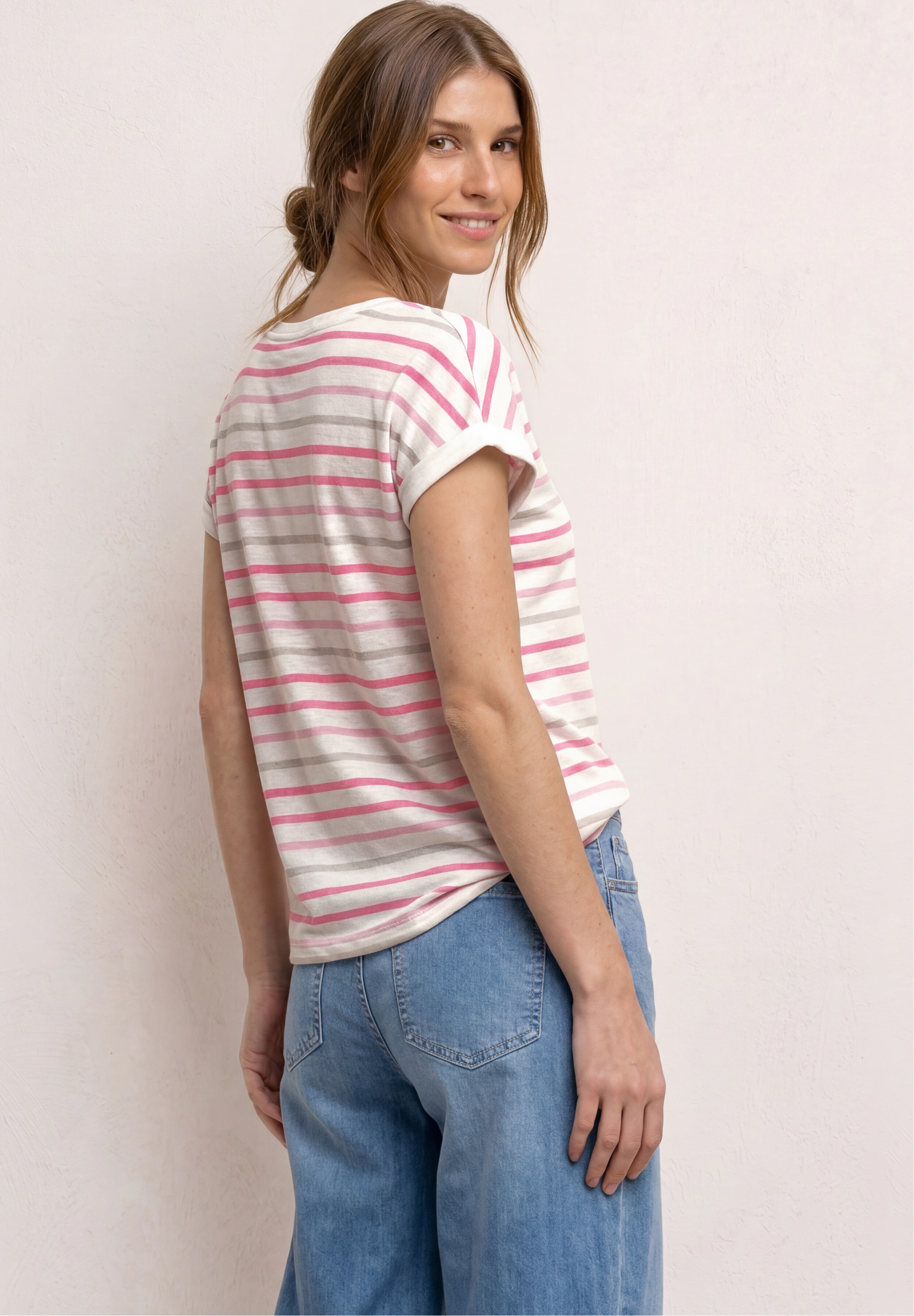 STREET ONE Shirttop Dropped Shoulder Sommershirt mit Streifen