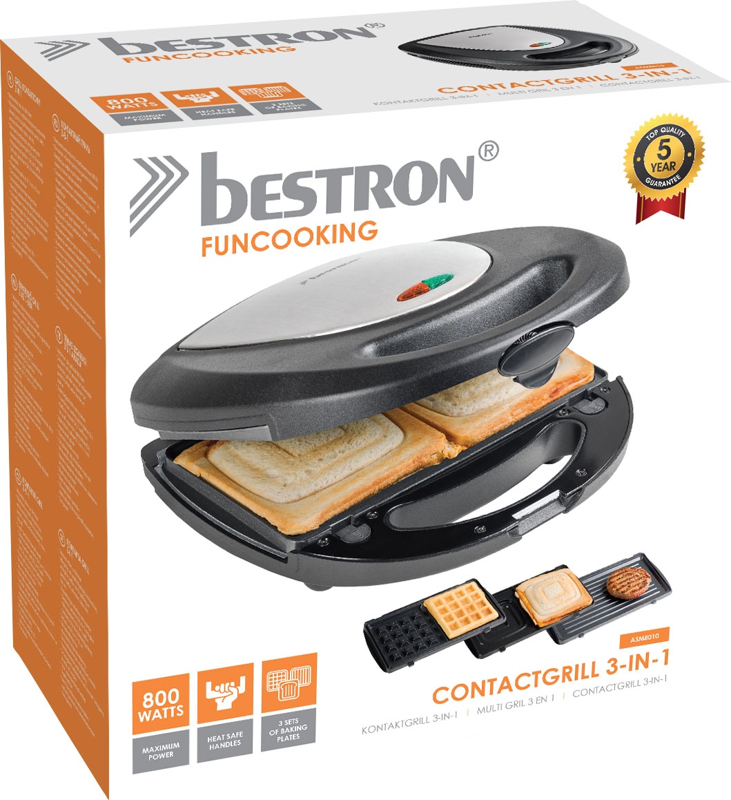 bestron Kontaktgrill »ASM8010 3-in-1 Gerät, online | Schwarz Waffeleisen«, kaufen 760 mit Sandwichmaker, W, Garantie Jahren antihaftbeschichtet, 3 XXL