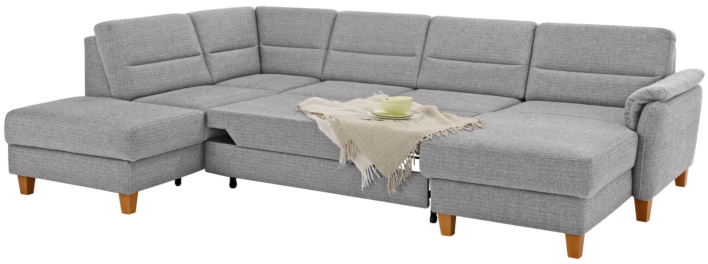 Home affaire Wohnlandschaft »Palmera U-Form«, Federkern, wahlweise mit Bettfunktion und mit/ohne Stauraum