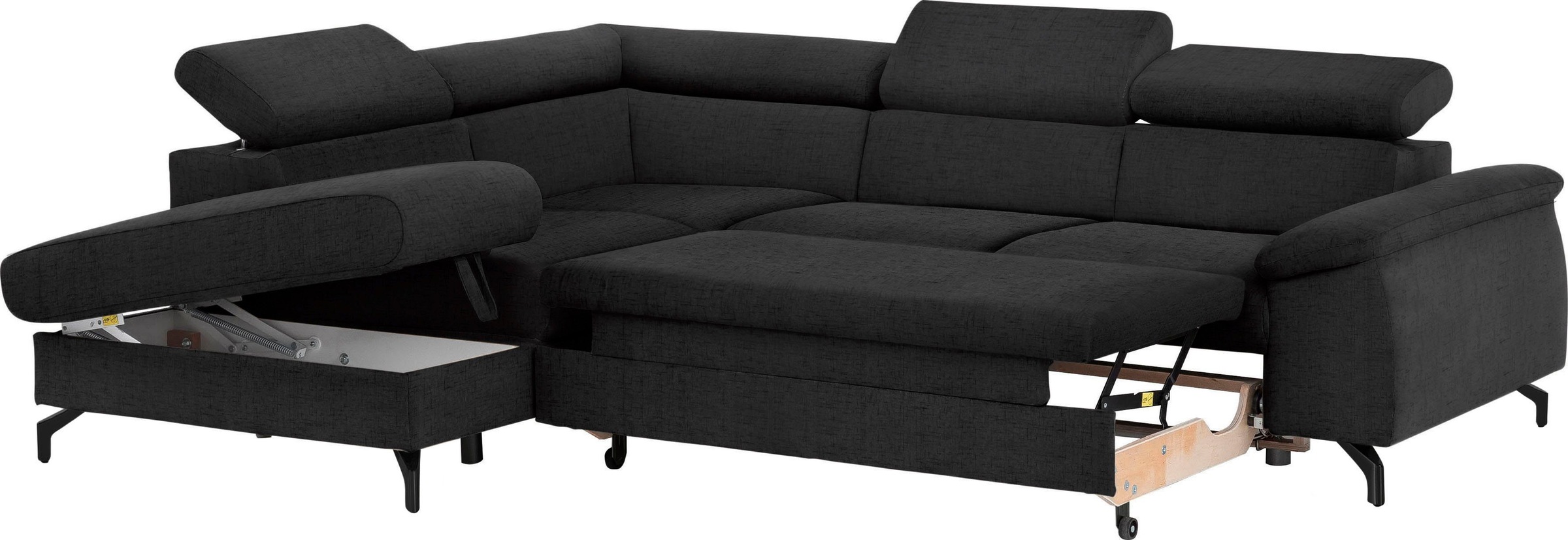 COTTA Polstergarnitur »Komaris L-Form«, (Set), Set bestehend aus: Ecksofa mit Kopfteilverstellung & Hocker