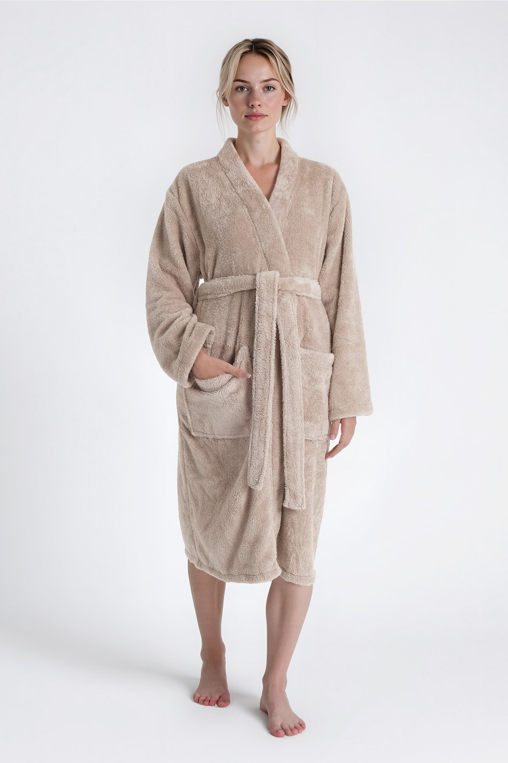my home Unisex-Bademantel »Lillou Kimono, ideal für Sauna & Spa, Hotelbademantel, Morgenmantel«, (1 St.), kuschelig weicher Fleece, für Damen und Herren, XS-3XL