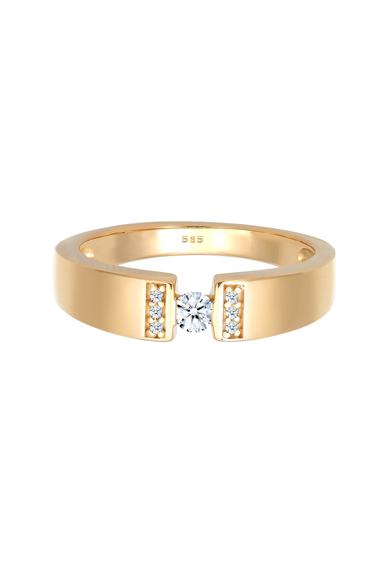 Elli DIAMONDS Verlobungsring »Ring Diamant Weiß Brillantschliff (0.14 ct) 585 Gelbgold«
