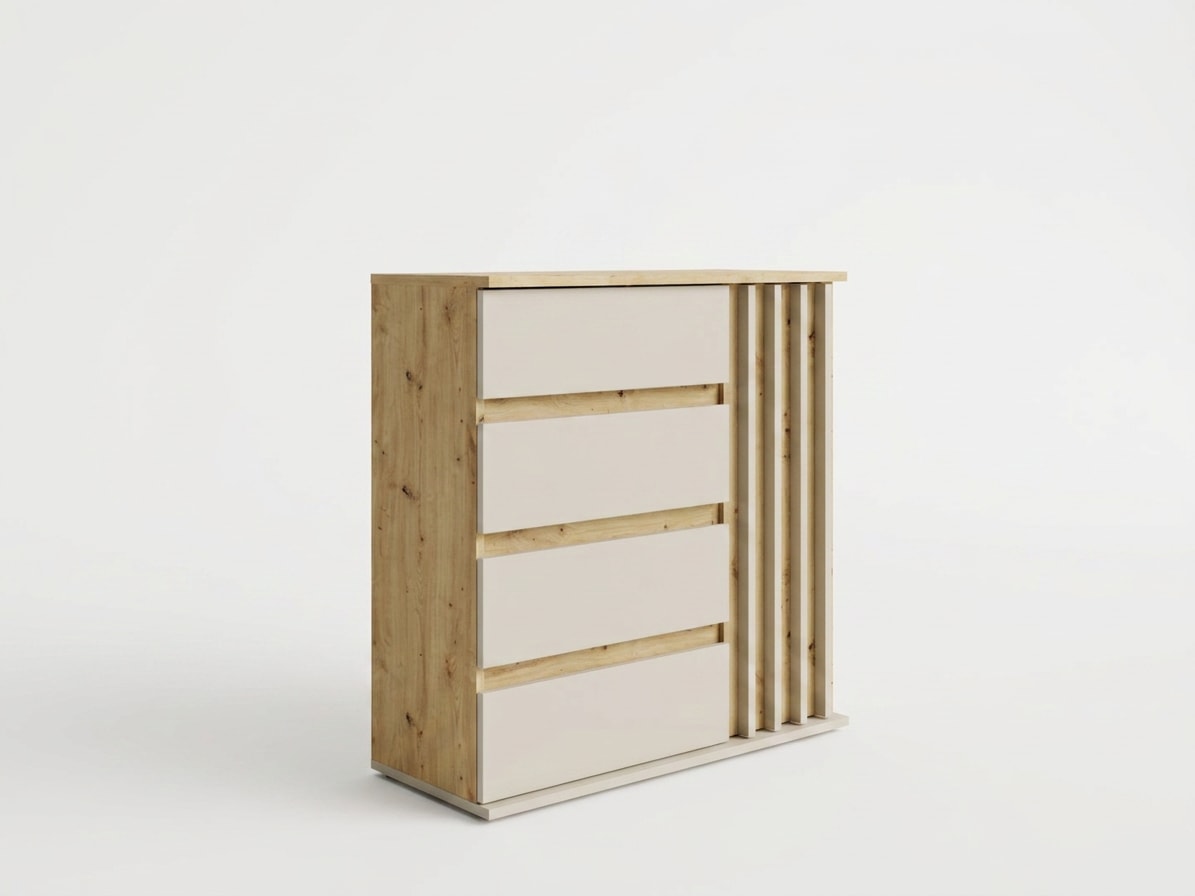 Home affaire Kommode »LANDUVA Sideboard mit viel Stauraum, Breite 80 cm« Schrank mit Schubladen und 1 Tür, Lamellen Design