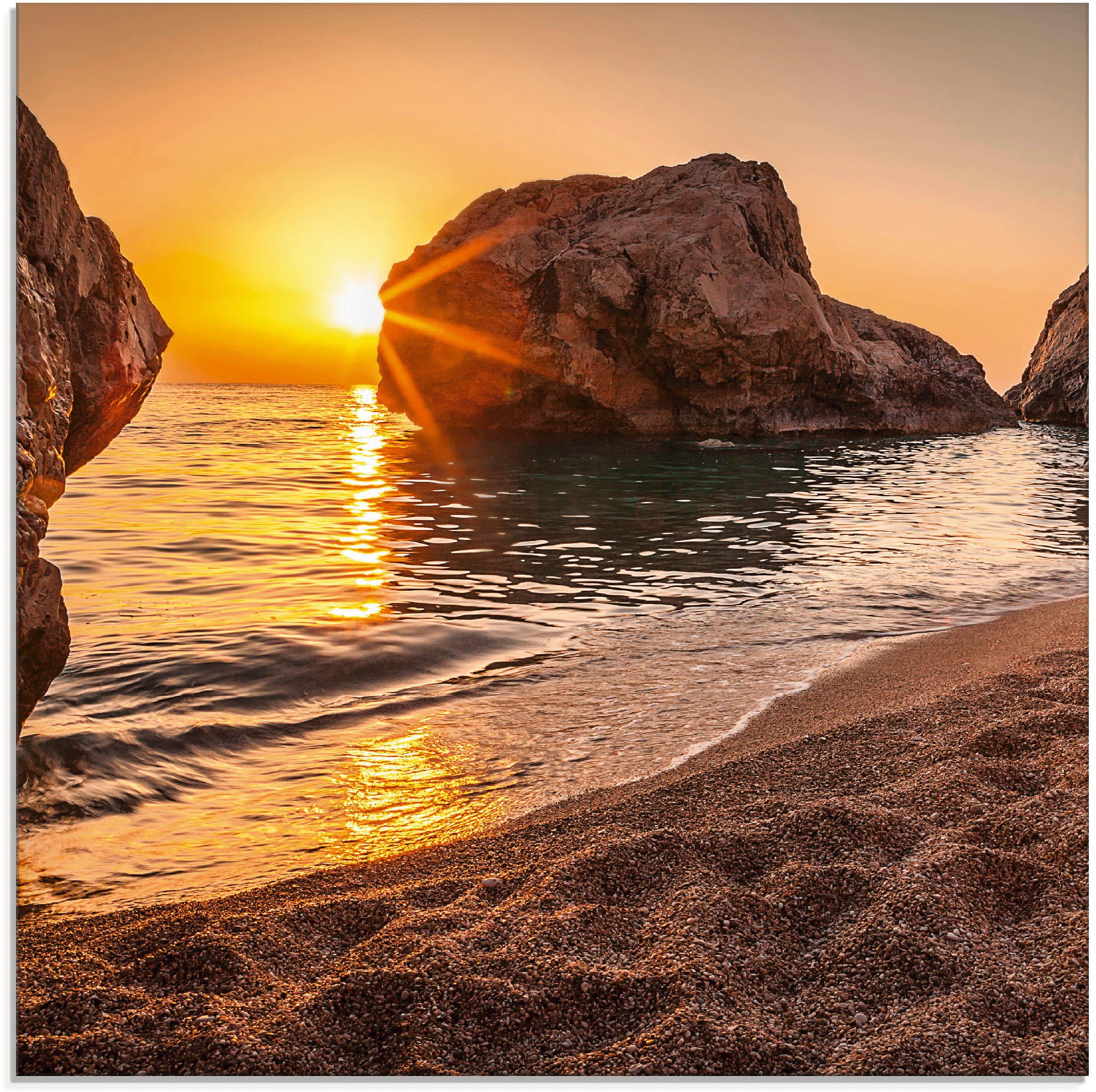 Glasbild »Sonnenuntergang und Strand«, Strand, (1 St.), in verschiedenen Größen