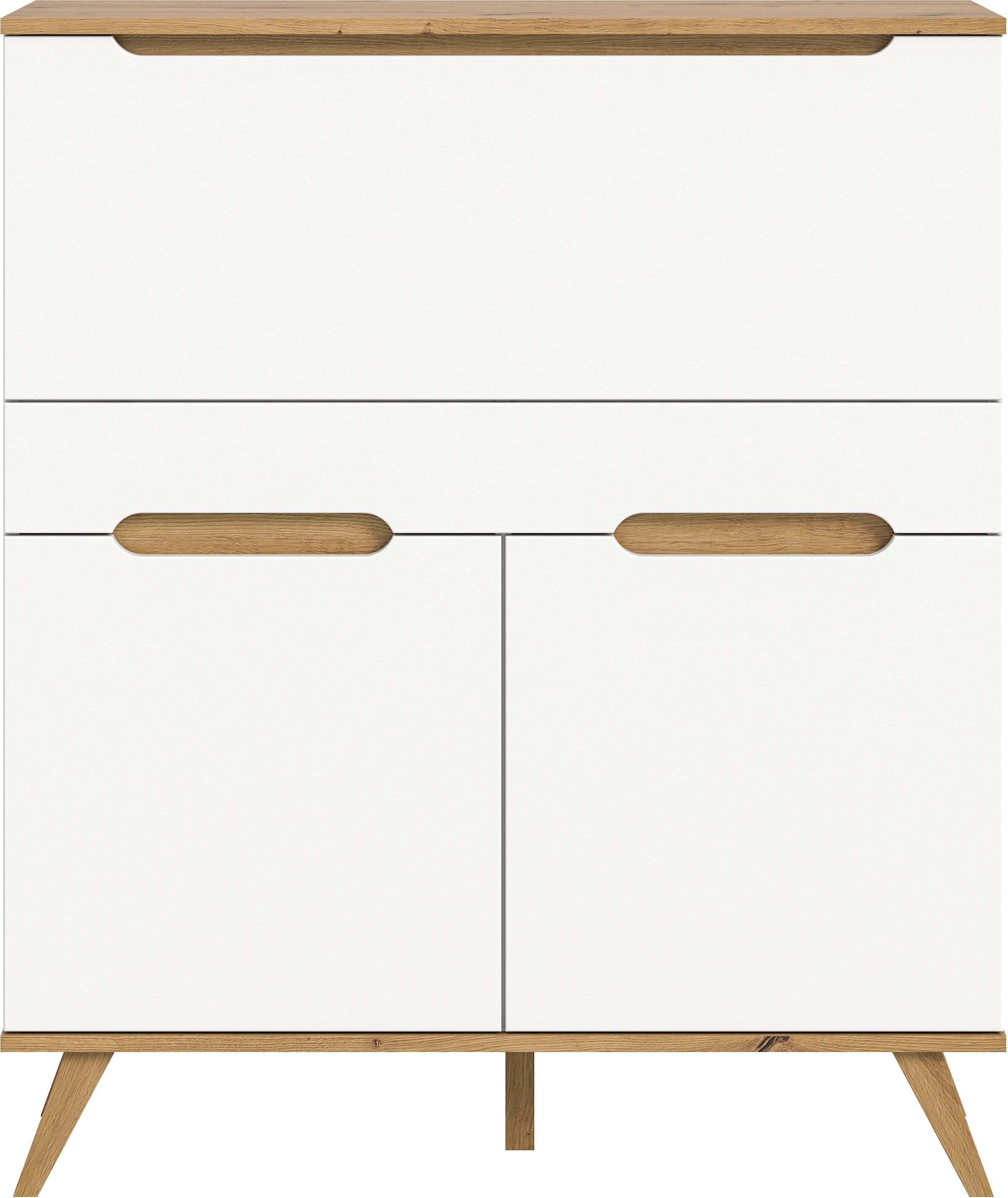 Home affaire Sekretär »Alesund, Höhe 118cm, 2 Türen, 1 Schubkasten,konischer Fuß, Scandi-Look«, Anrichte, Schrank, Kommode, Midischrank, Wohnmöbel, Wohnzimmer