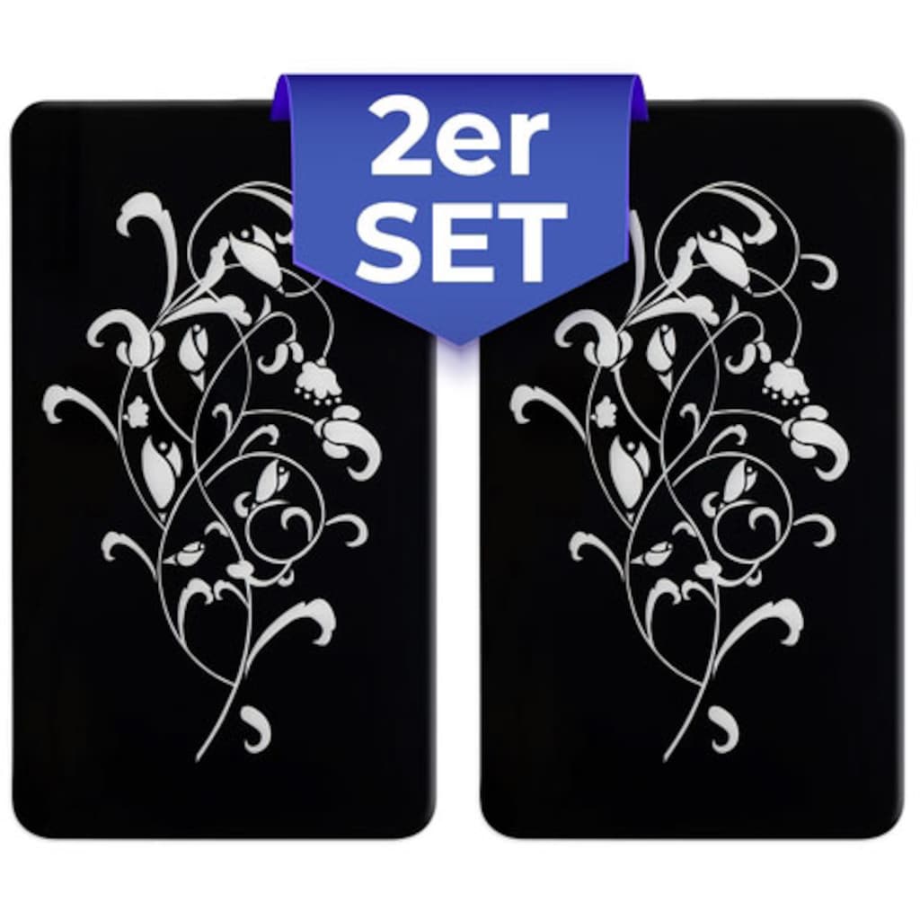 Maximex Herd-Abdeckplatte »Ornamento Nero«, (Set, 2 tlg., 2-er Set)