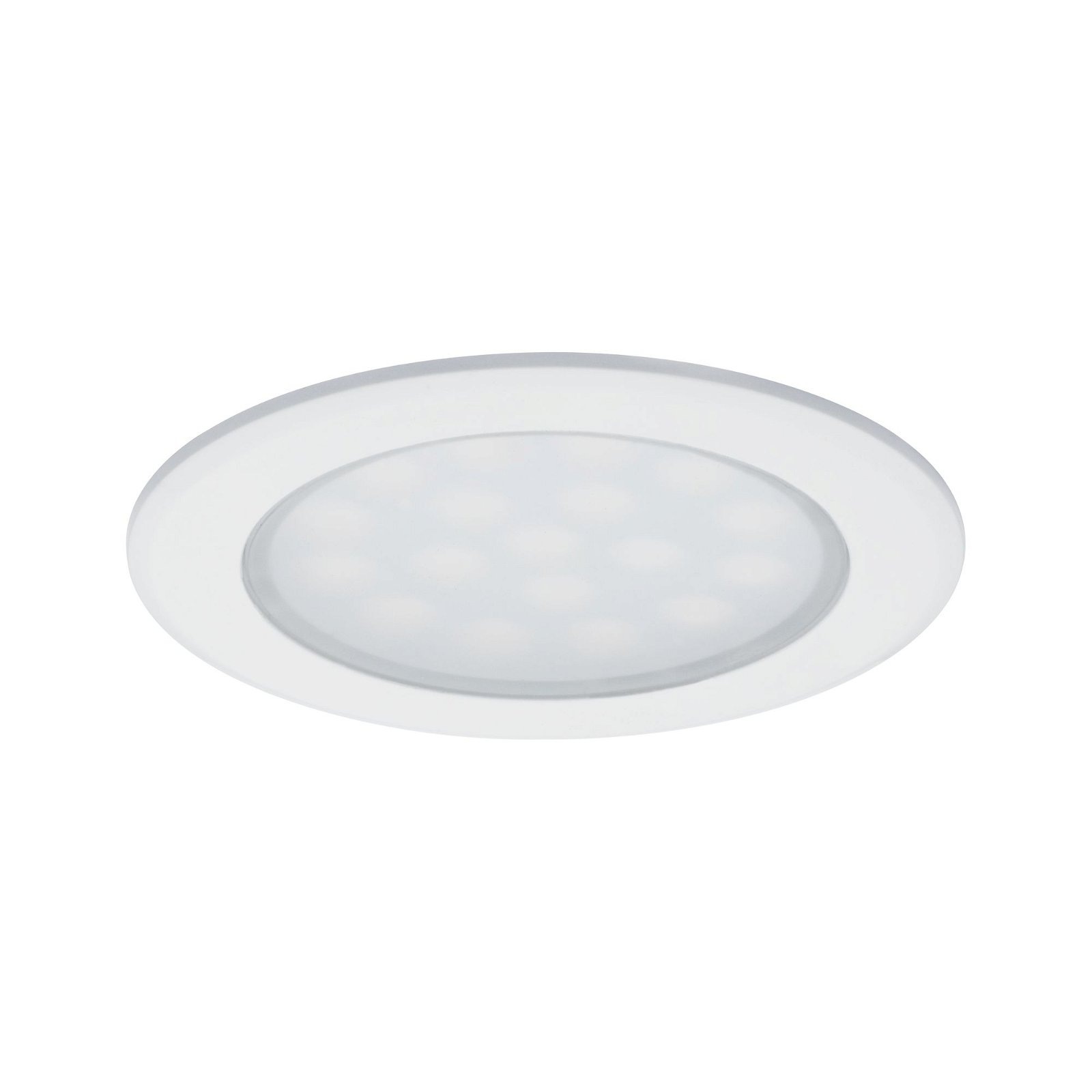 Paulmann Unterschrankleuchte »Möbel EBL Set rund LED 2x2,5W 6VA 230/12V 3000K Weiß matt/Alu«, 2 flammig, LED Möbel Einbauleuchten Set