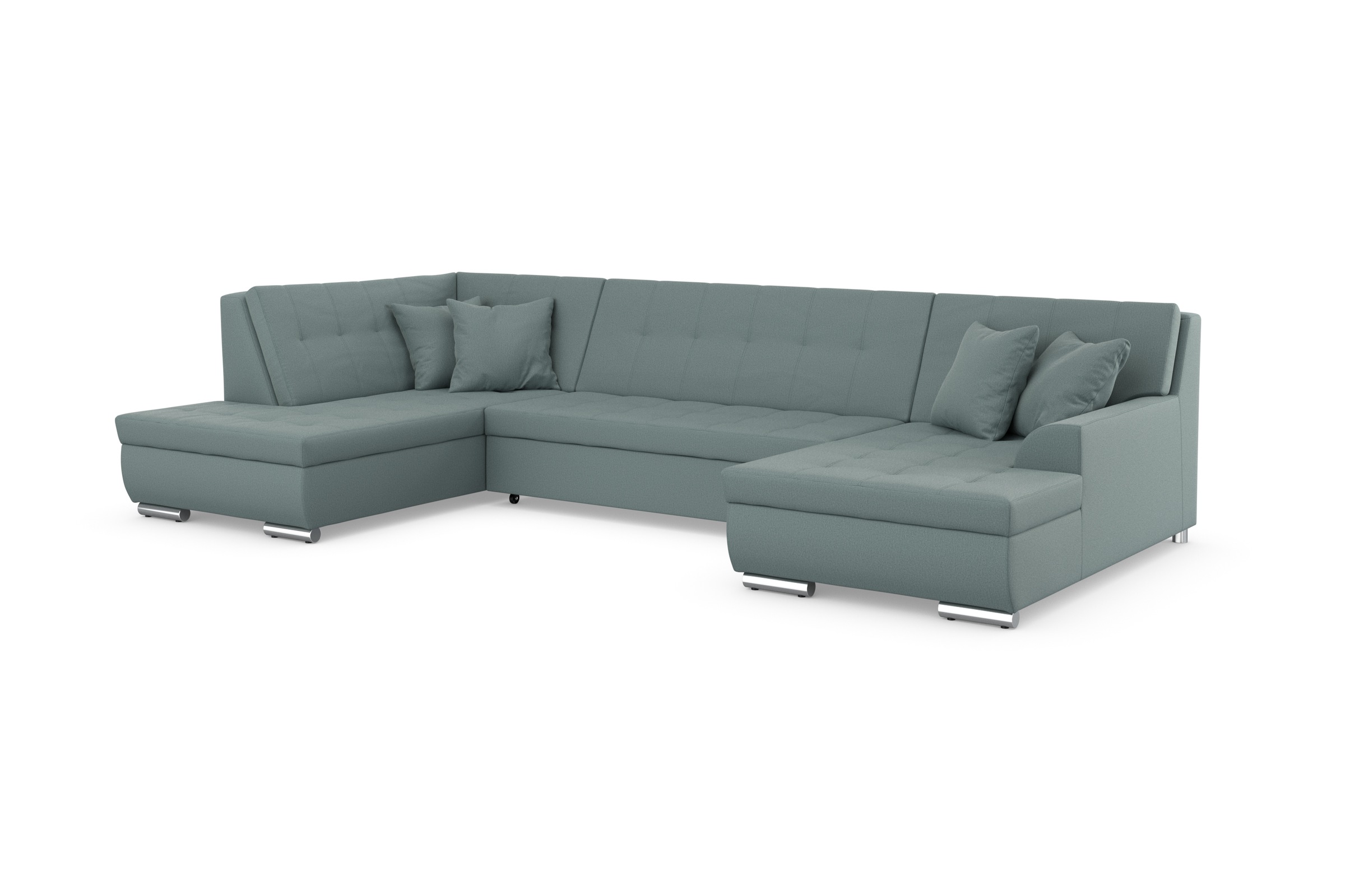 DOMO collection Wohnlandschaft »Treviso incl. Zierkissen, moderne Steppung, XXL: B/T/H: 364/201/83 cm«, wahlweise mit Bettfunktion, in vielen Bezugsarten auch in Cord U-Form