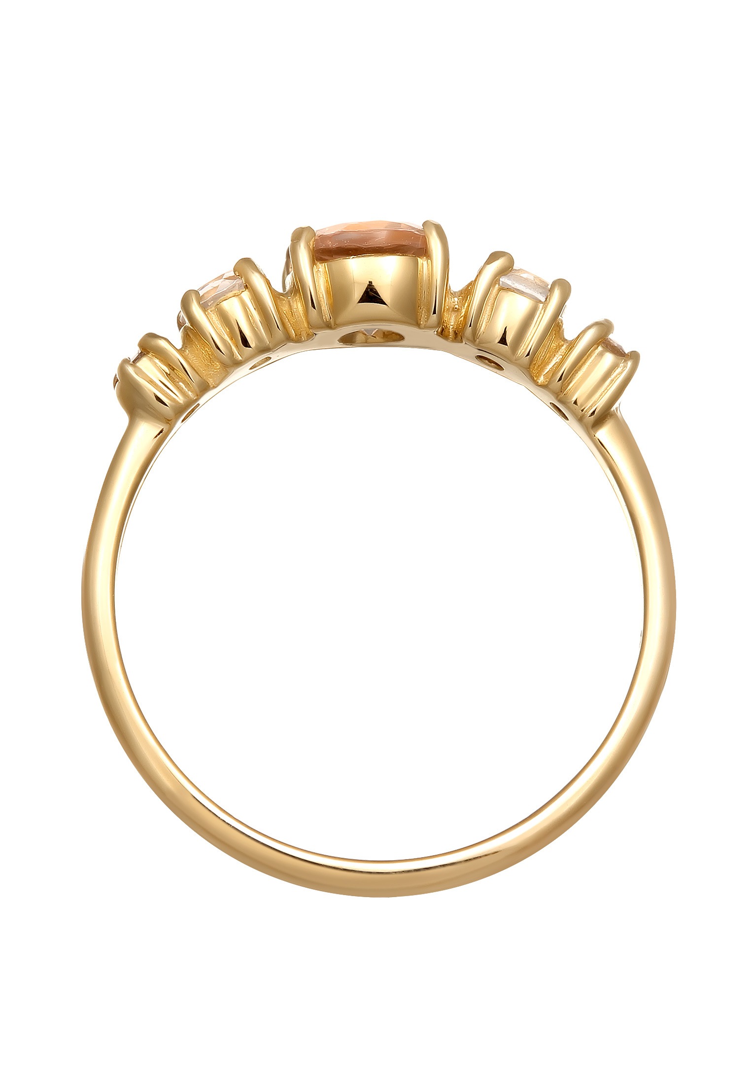 HAZE & GLORY Silberring »Ring Laborgezüchtete Diamanten (0.03 ct) Morganit 375 Gelbgold«