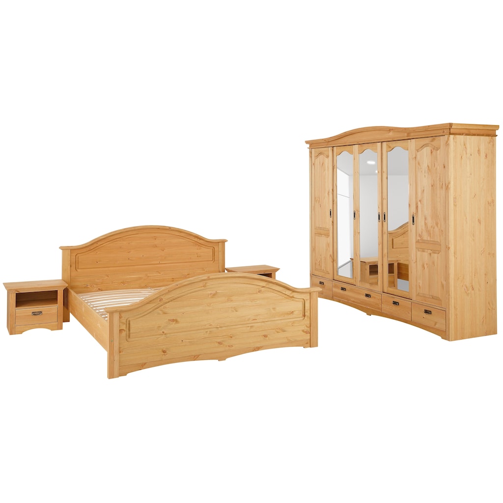 Home affaire Schlafzimmer-Set »Konrad«, (Set, 4 St.), mit 5-trg. Kleiderschrank, Bett 180/200 cm und 2 Nachttischen