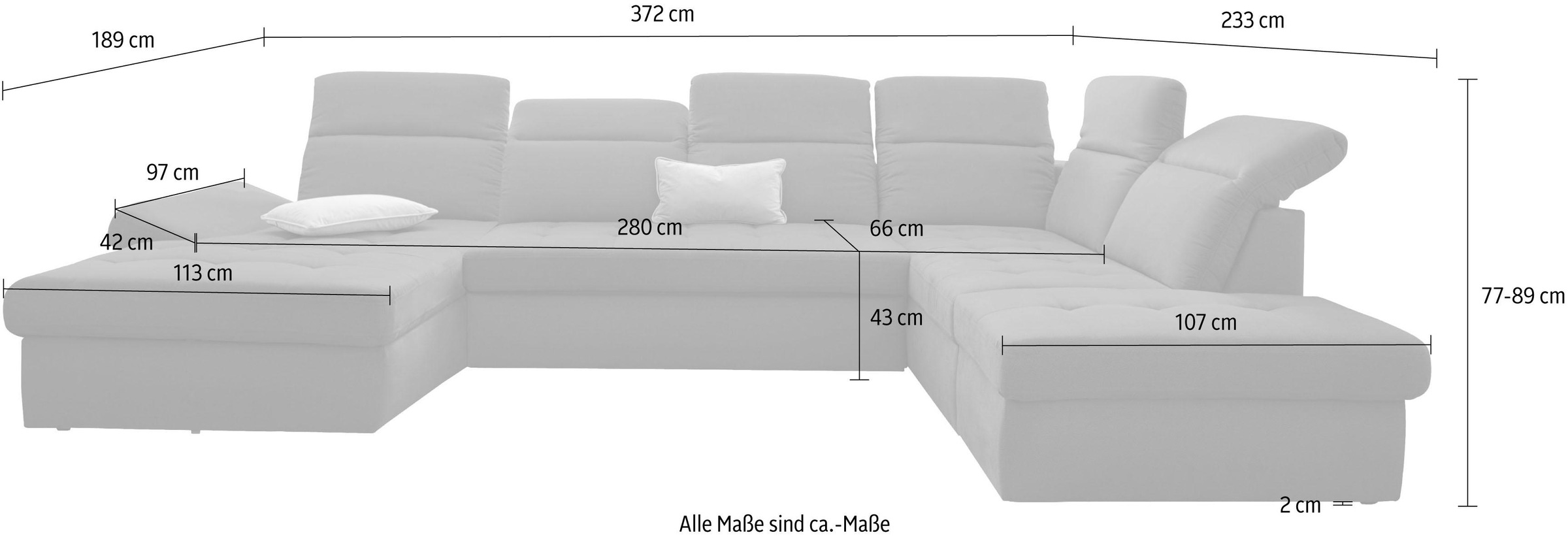 sit&more Wohnlandschaft »Stardust U-Form«, inklusive Kopfteilverstellung und Armlehnenfunktion