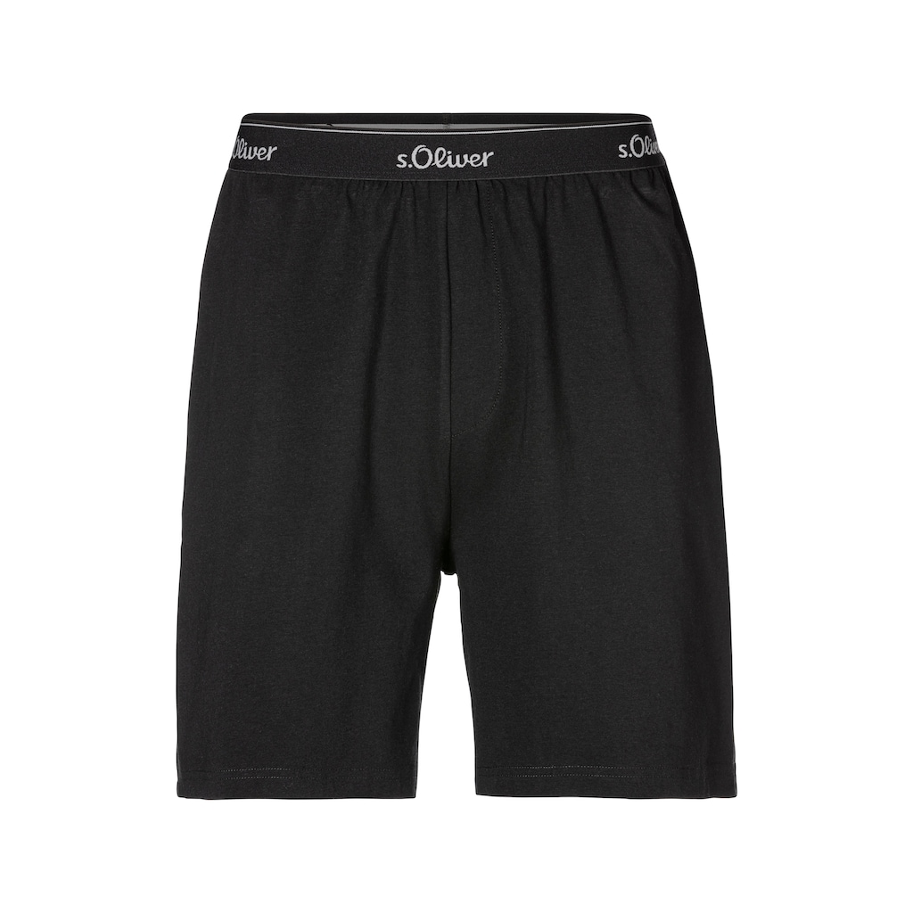 s.Oliver Pyjama, (2 tlg., 1 Stück), Oberteil in Melange-Optik mit Knopfleiste