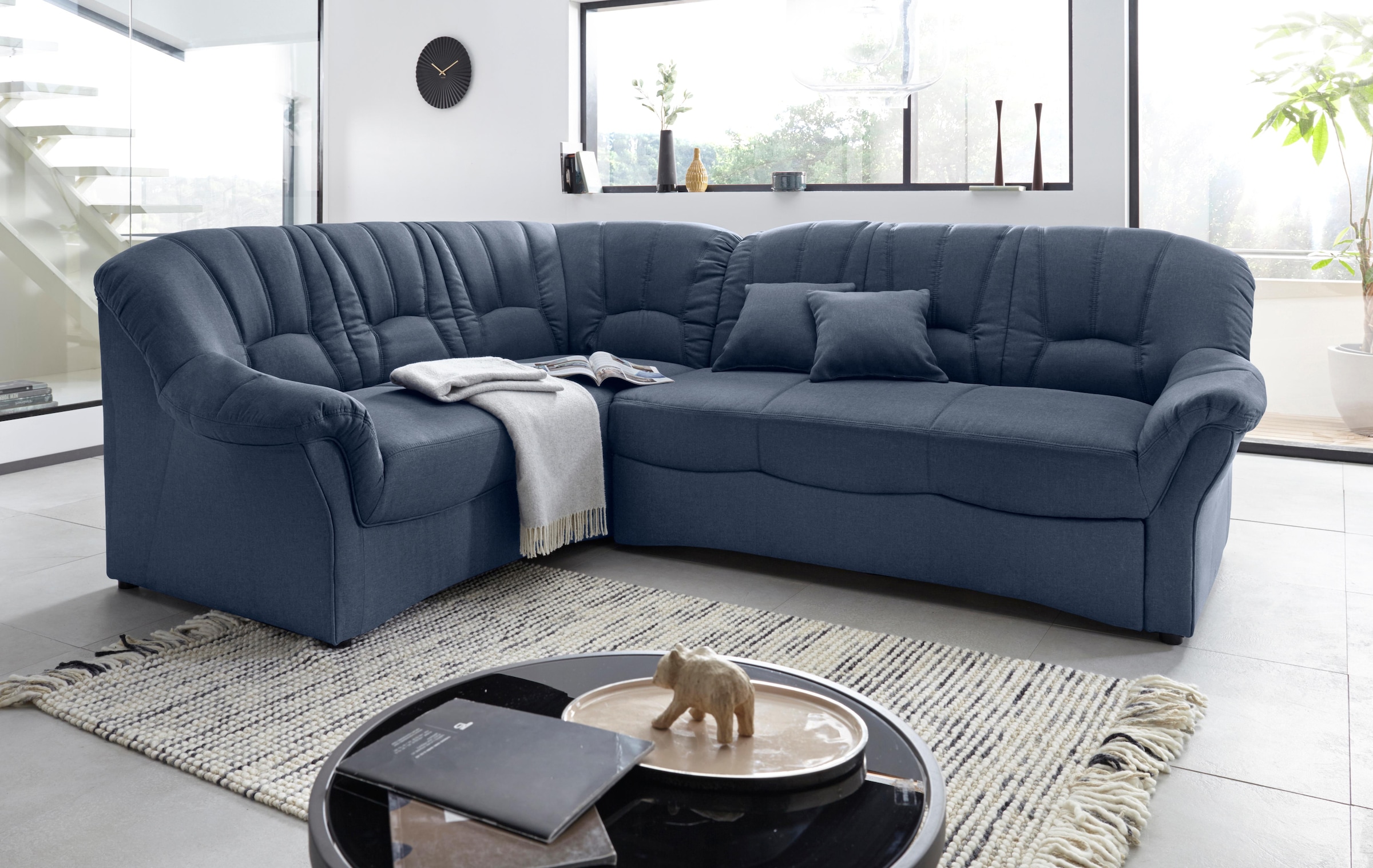 DOMO collection Ecksofa »Bahia, zeitlos und elegant, bequeme Armlehnen, L-Form« wahlweise mit Bettfunktion