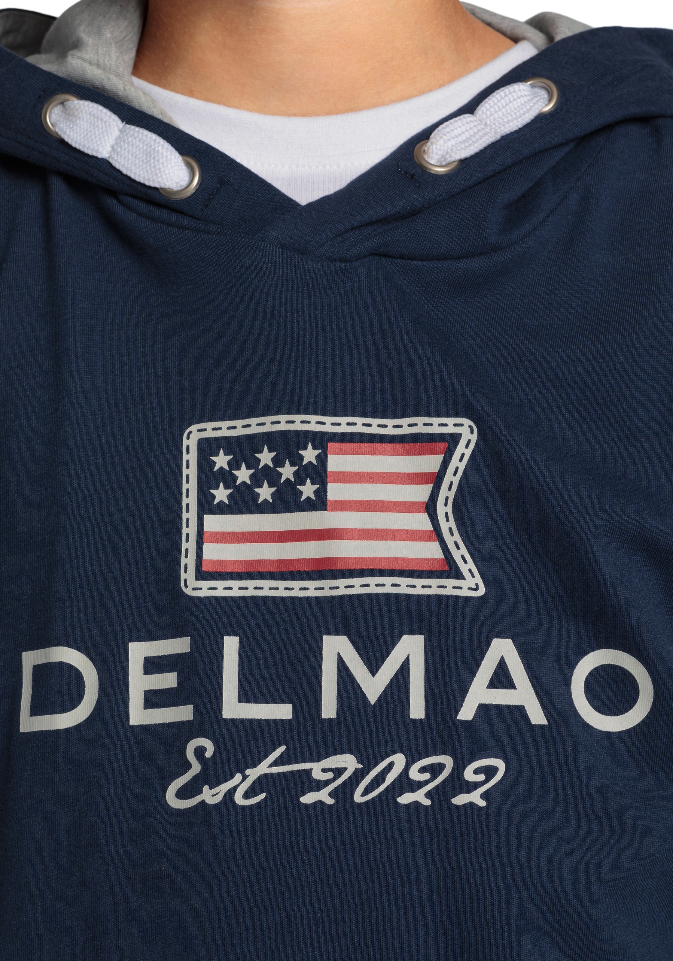 DELMAO Kapuzenshirt »für Jungen«, Langarm, Basic-Passform, bedruckt, aus Baumwolle