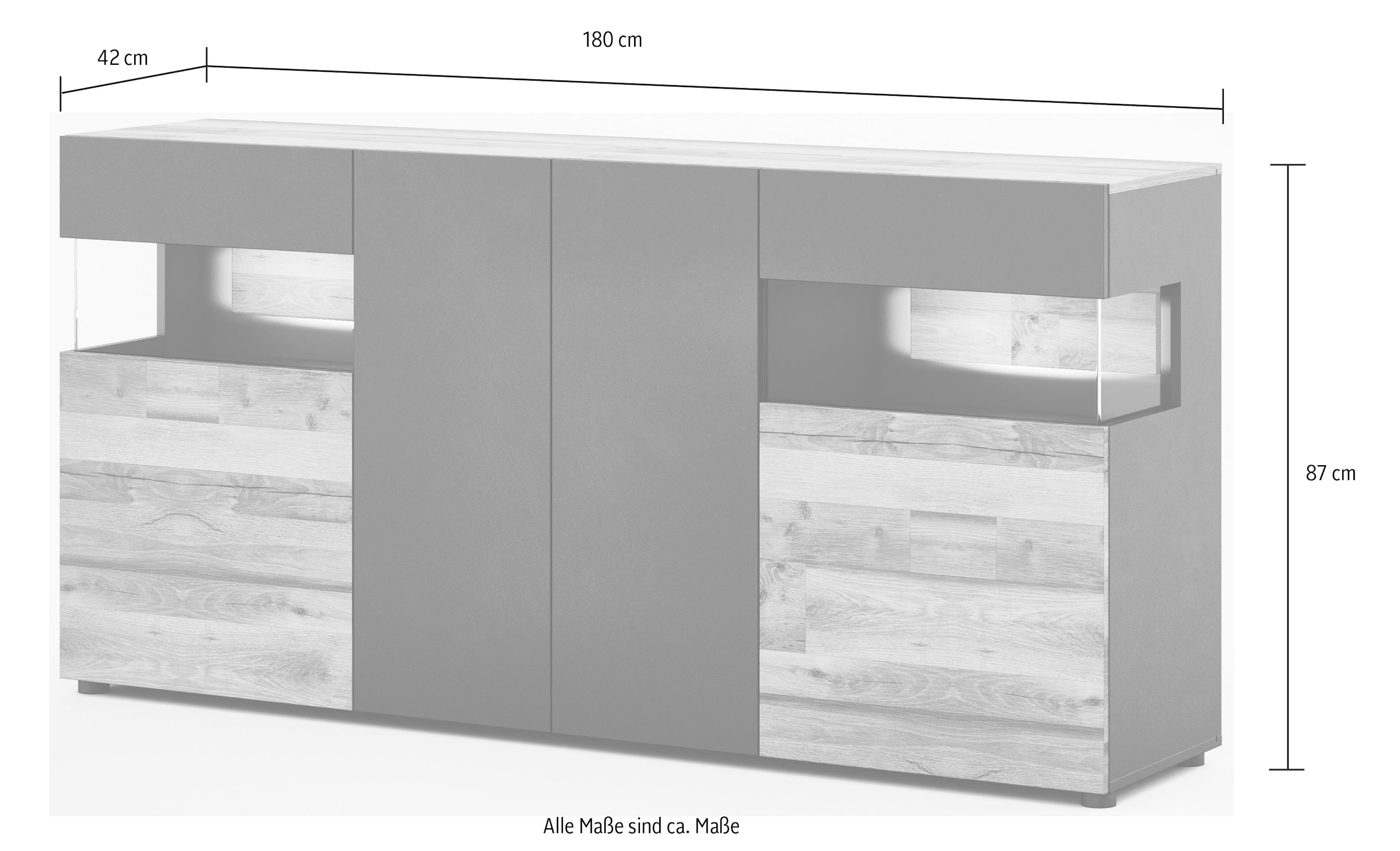 COTTA Sideboard »Luciano«, Breite 180 cm, Schwebeoptik durch Sockelfuß