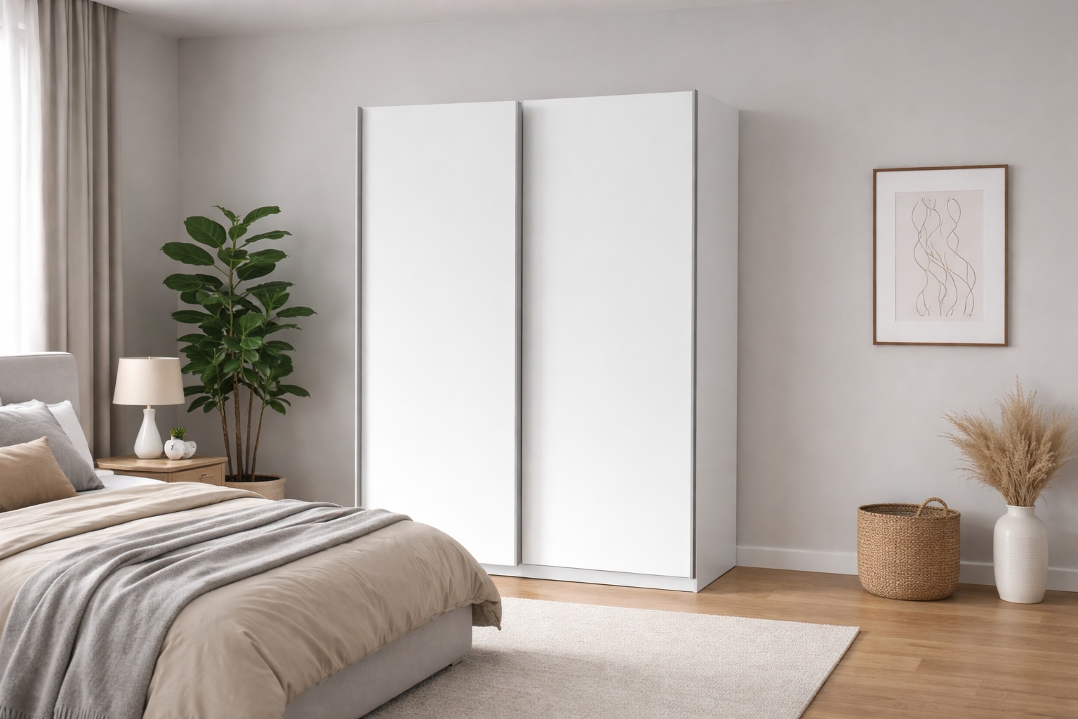 Home affaire Kleiderschrank »GRETCHEN Schiebetürenschrank mit 5 Fächer und Kleiderstange« Garderobe mit 2 Schwebetüren, Maße B/T/H: 150,6/2/198,5 cm