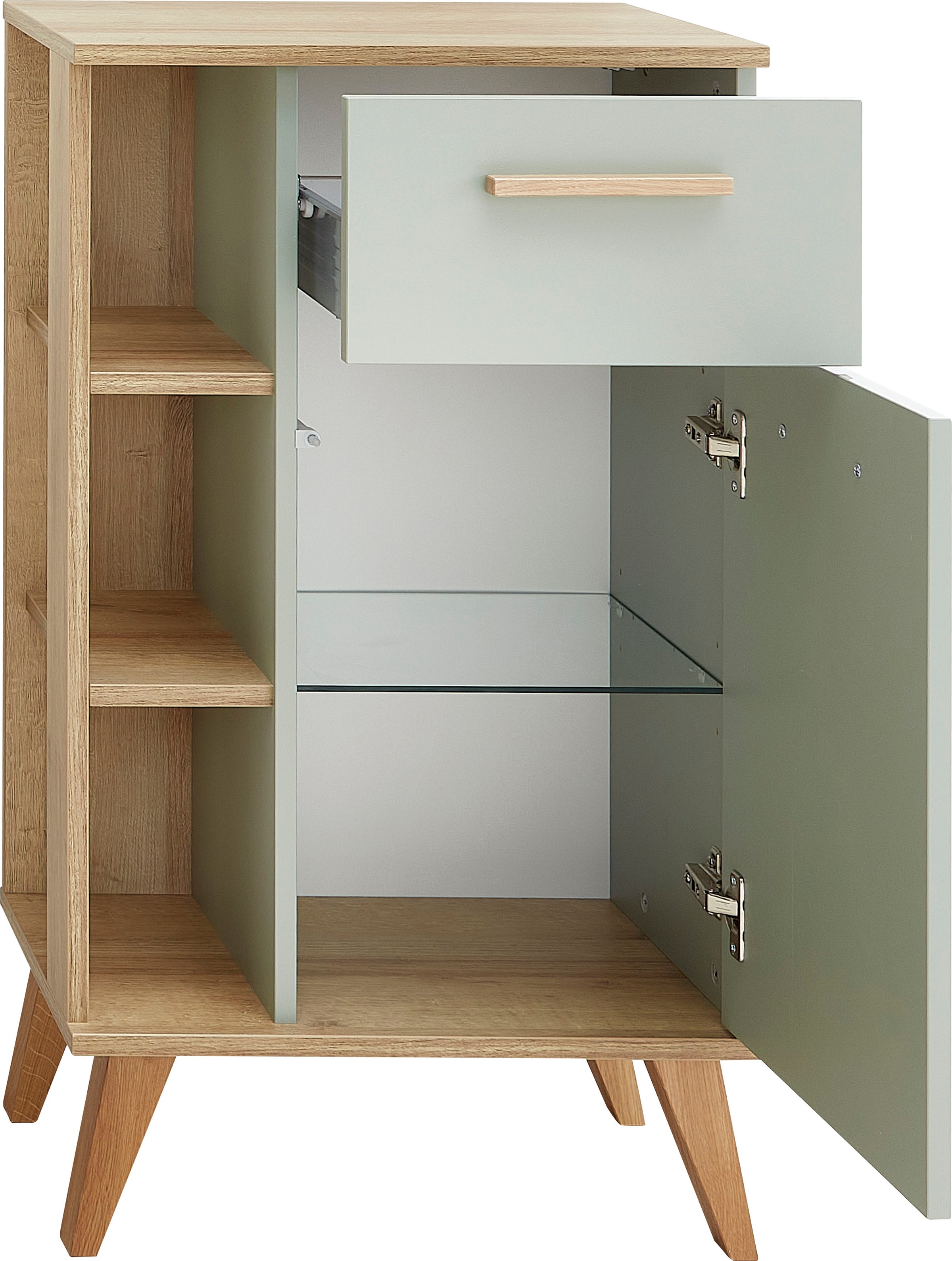 Saphir Unterschrank »Quickset Badschrank mit 1 Schublade, 1 Tür, seitlichen Ablagen«, Badezimmer-Unterschrank inkl. Türdämpfer, 50,5 cm breit
