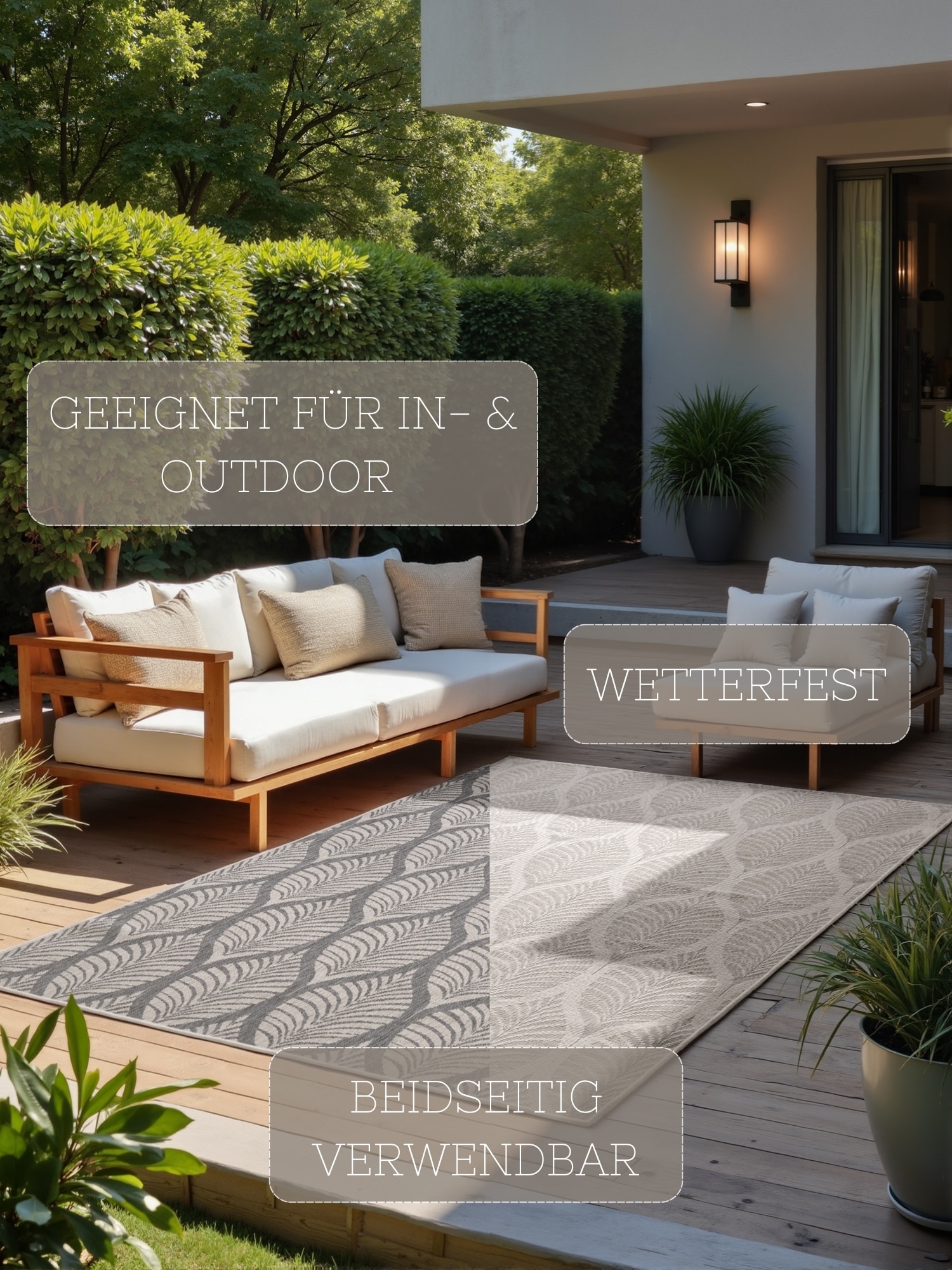 NORTHRUGS Outdoorteppich »Liora Wendeteppich«, rechteckig, 5 mm Höhe, Läufer, In und Outdoor, Flachgewebe, wetterfest, pflegeleicht, robust