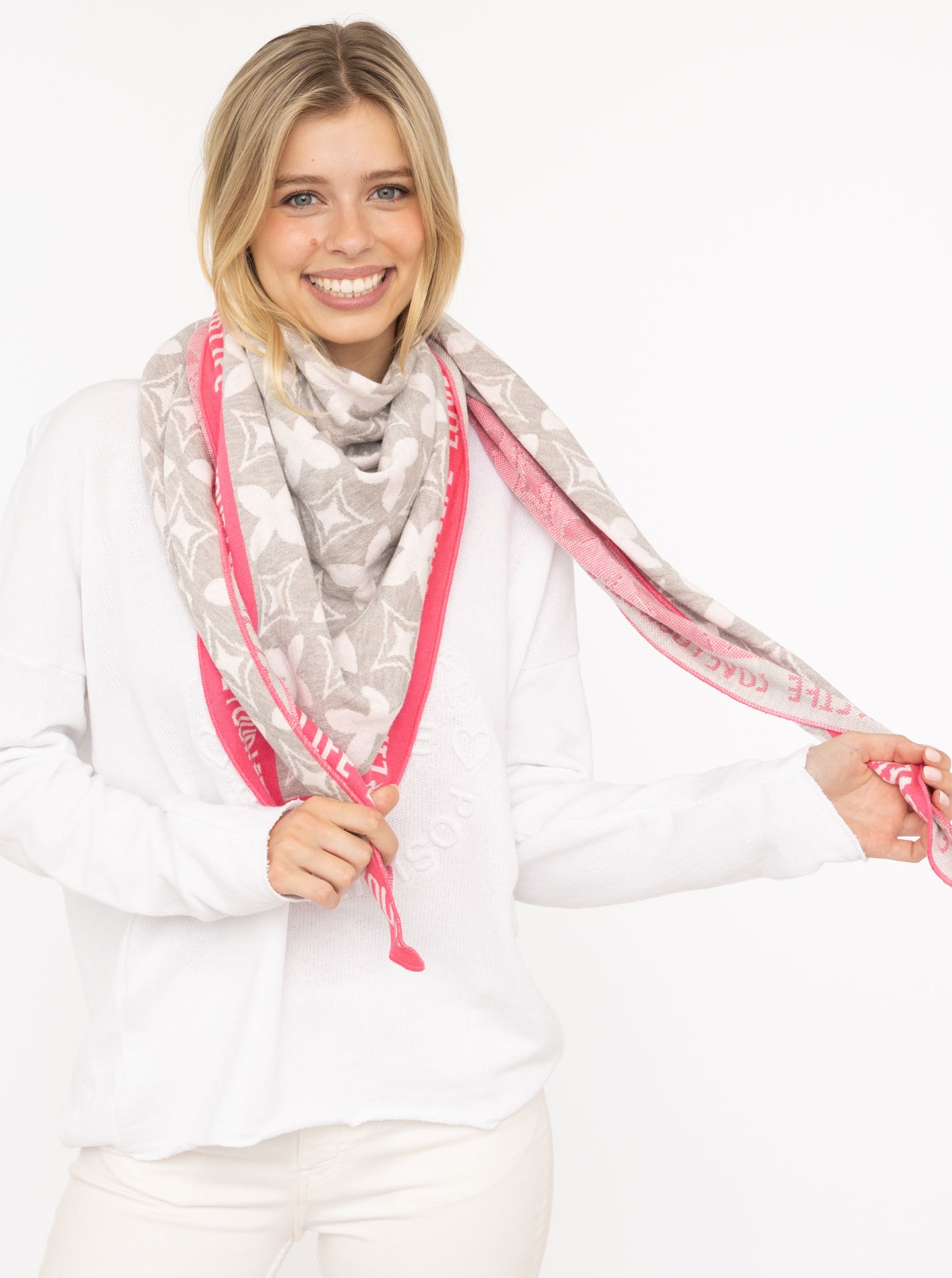 Zwillingsherz Dreieckstuch »"Classy-ZH"« Feinstrick, klassisches Muster, positiv Botschaft, wärmend