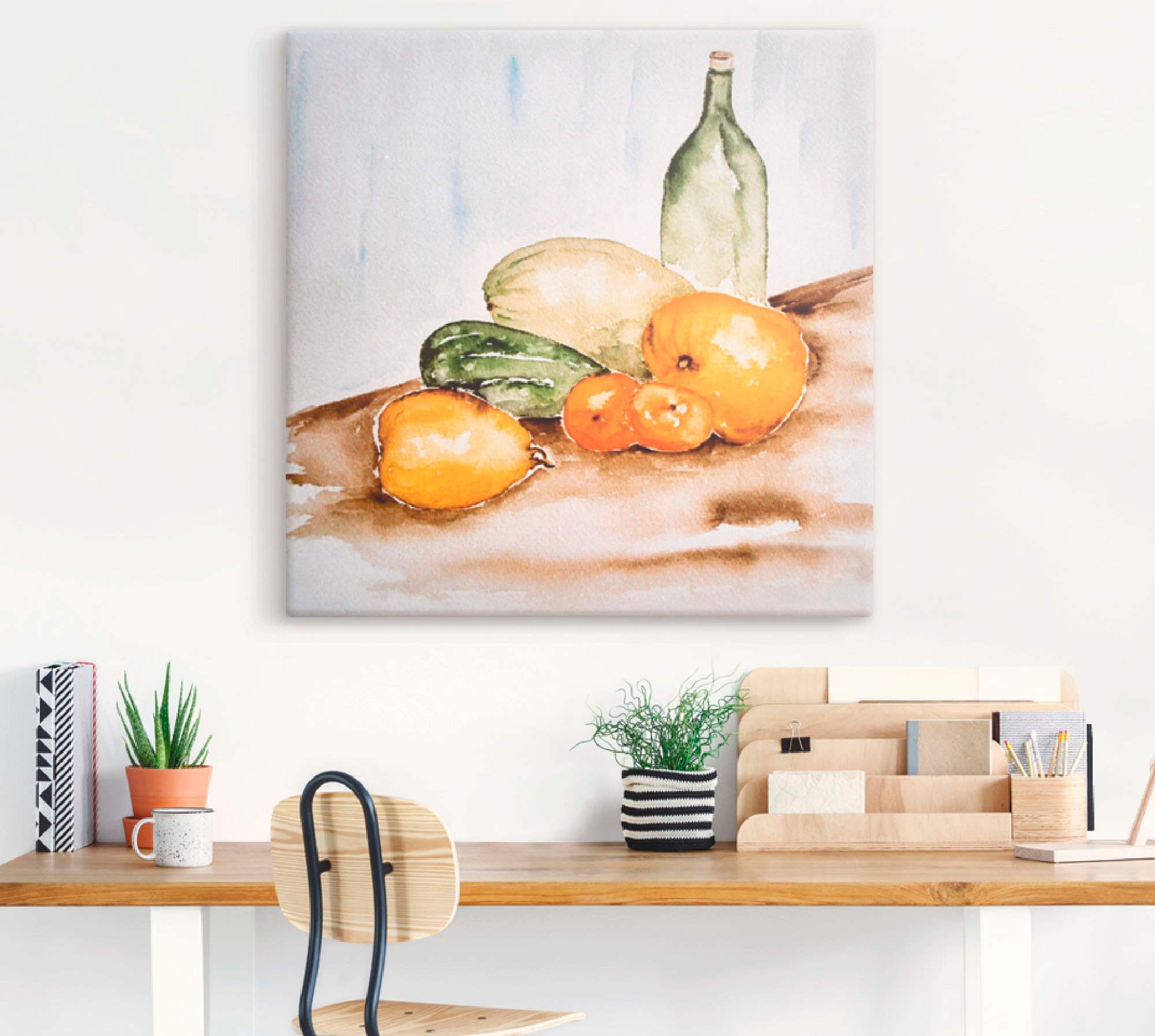 Artland Wandbild »Obst und Gemüse Aquarell«, Lebensmittel, (1 St.), als Leinwandbild, Wandaufkleber oder Poster in versch. Größen